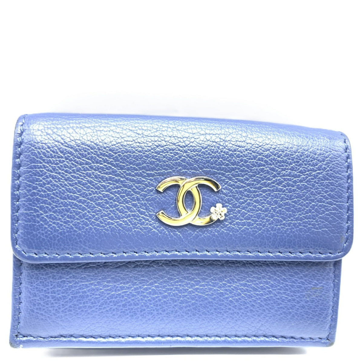 Chanel Navy Leather Wallet (Tri-Fold) (Pre-Owned)