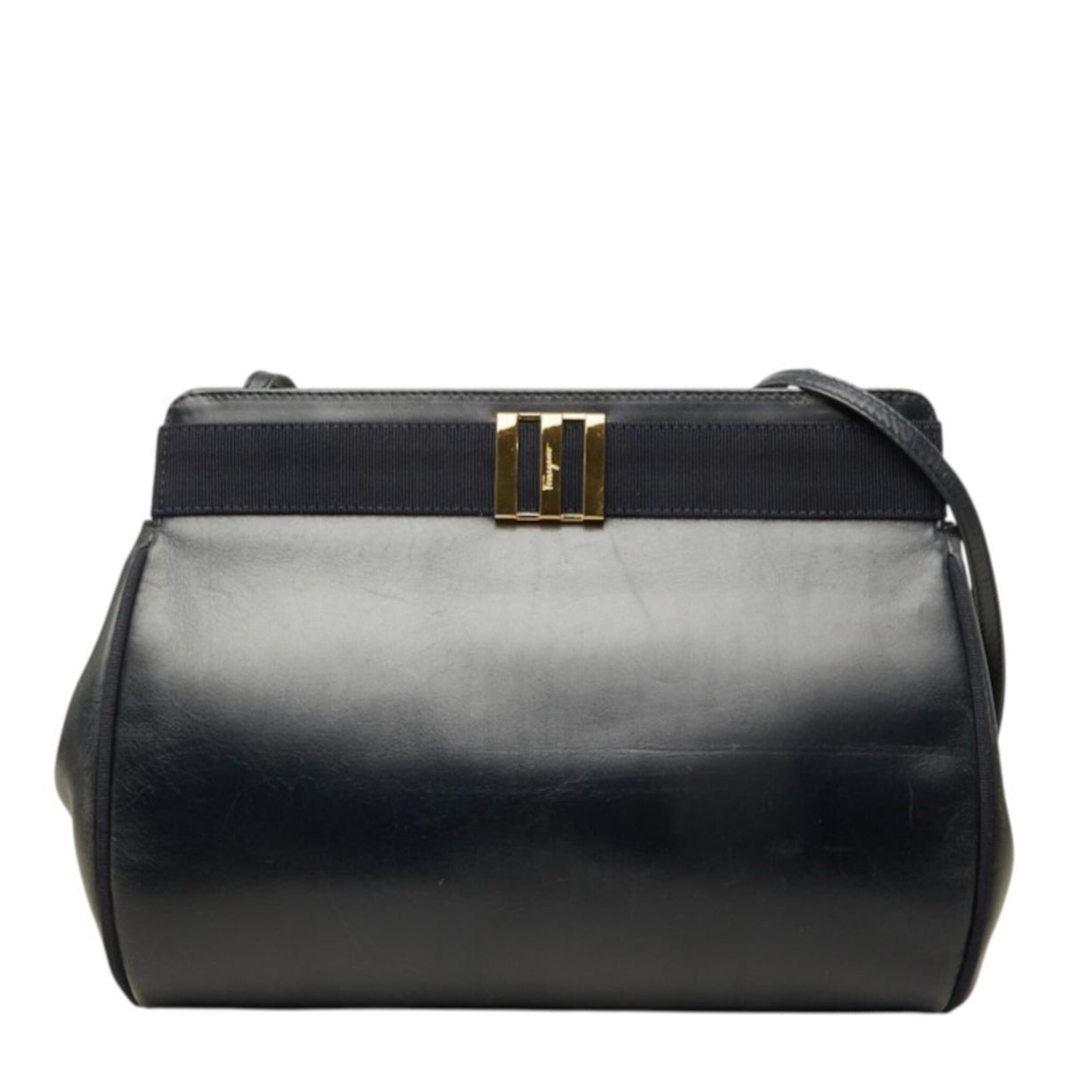 Salvatore Ferragamo Black Gold Leather Shoulder Bag (Pre-Owned)