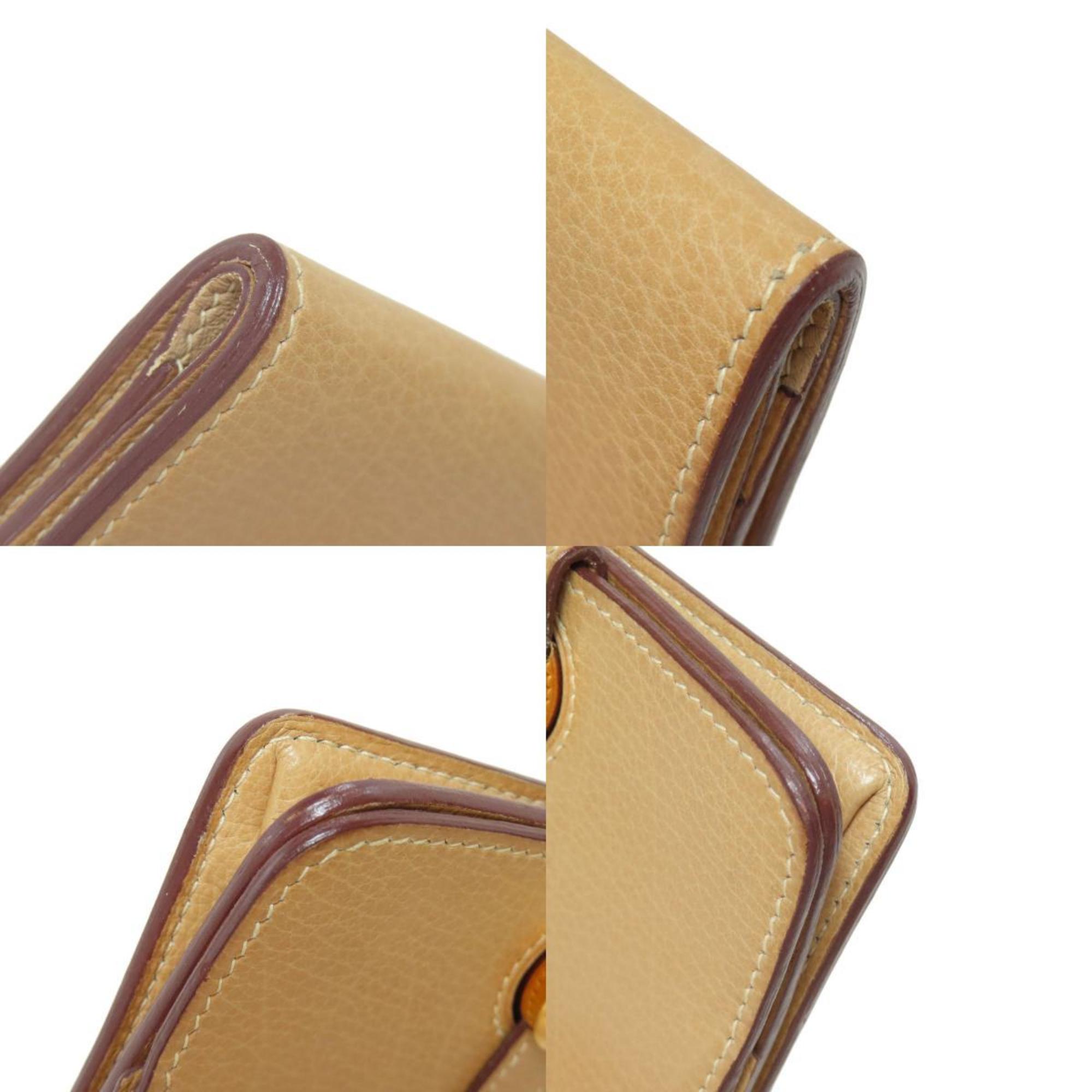 Hermes Beige Leather Coin Purse/Coin Case (Pre-Owned)