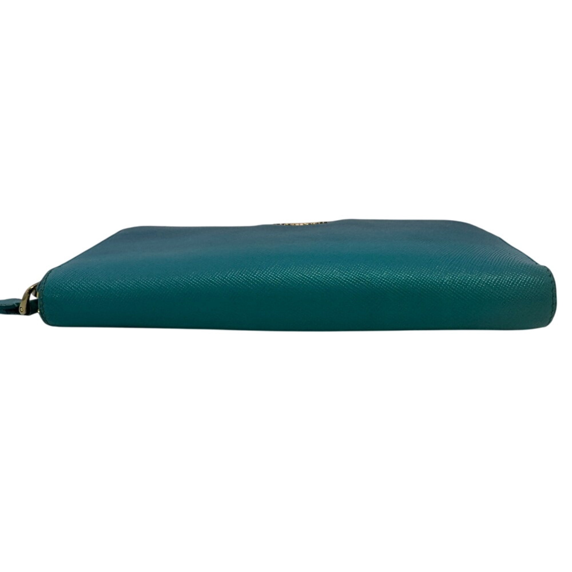 Prada Saffiano Blue Leather Long Wallet (Bi-Fold) (Pre-Owned)