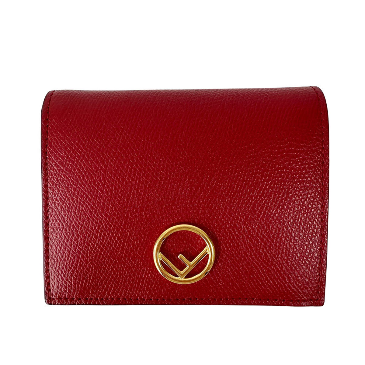 Fendi Red Color Leather Wallet (Bi-Fold) (Pre-Owned)