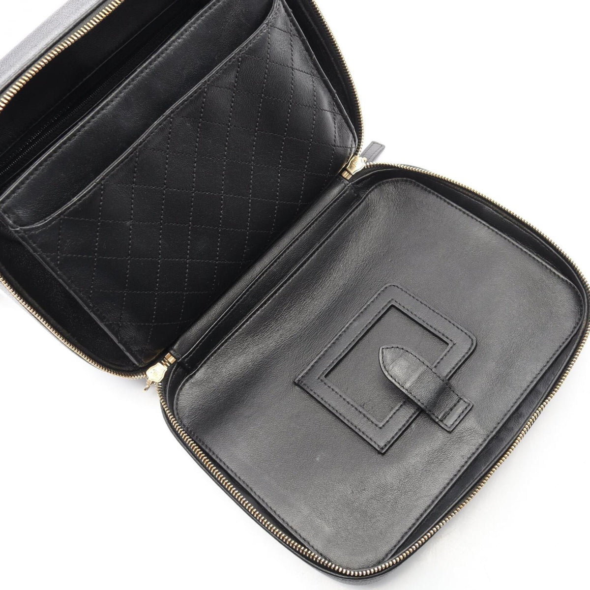 Chanel Black Grained Calfskin Handbag Shoulder Bag (Pre-Owned)