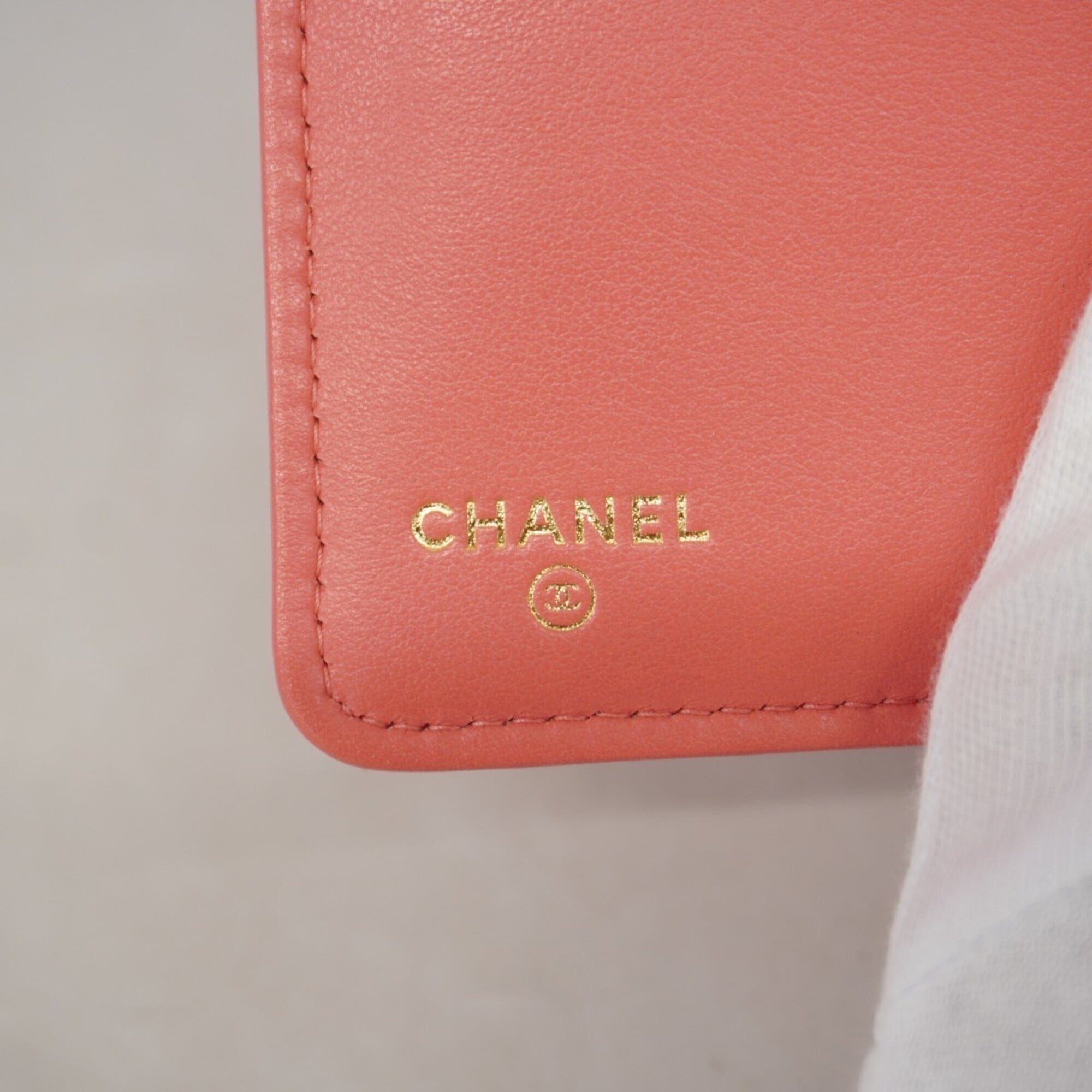 Chanel Pink Grained Calfskin Long Wallet (Bi-Fold) (Pre-Owned)