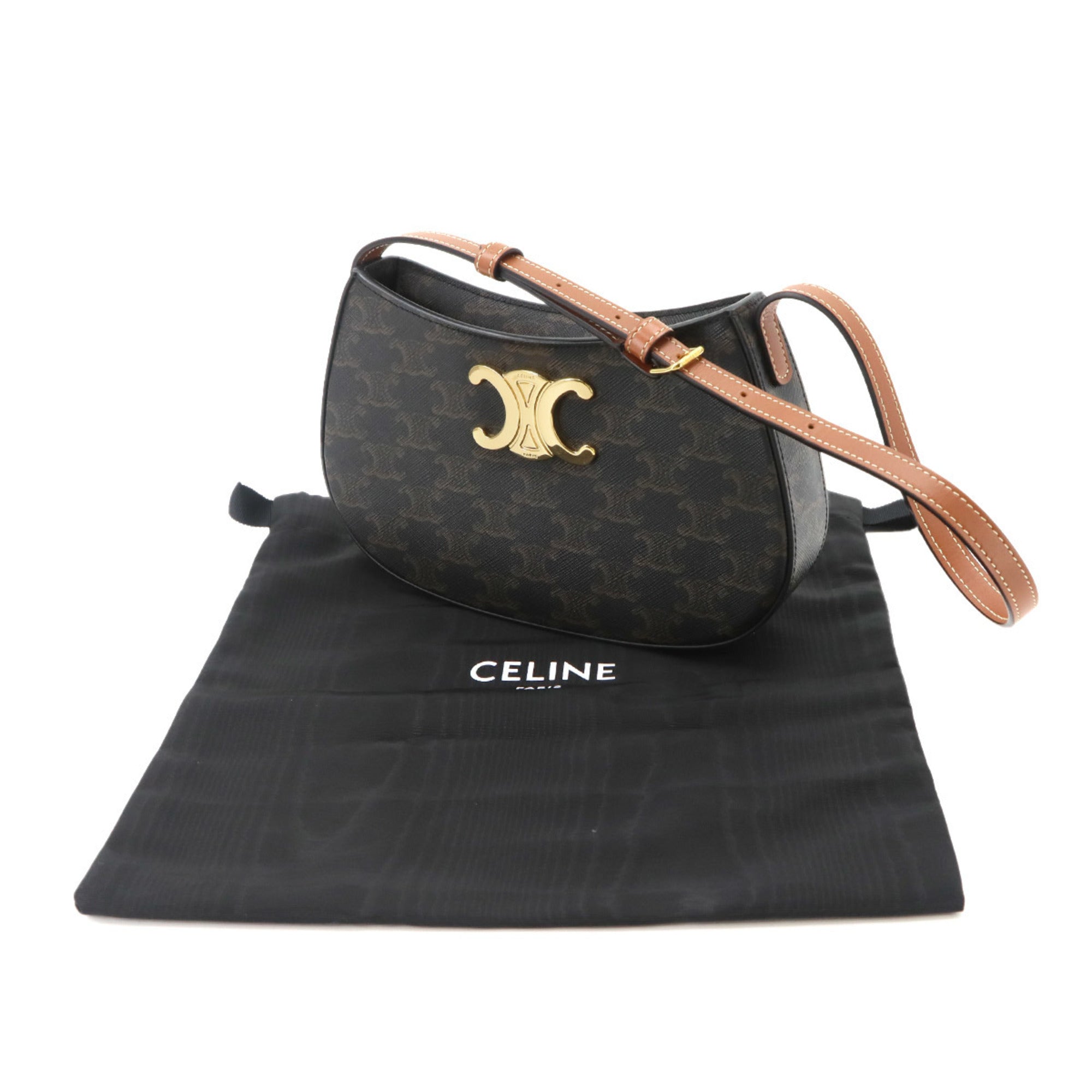Celine Black Brown Pvc Leather Handbag Shoulder Bag (Pre-Owned)