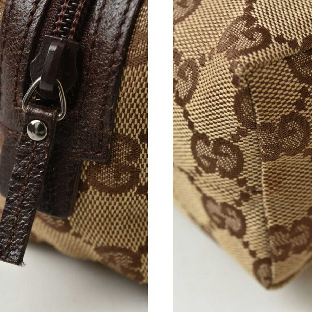Gucci Beige Brown Gg Canvas Pouch (Pre-Owned)
