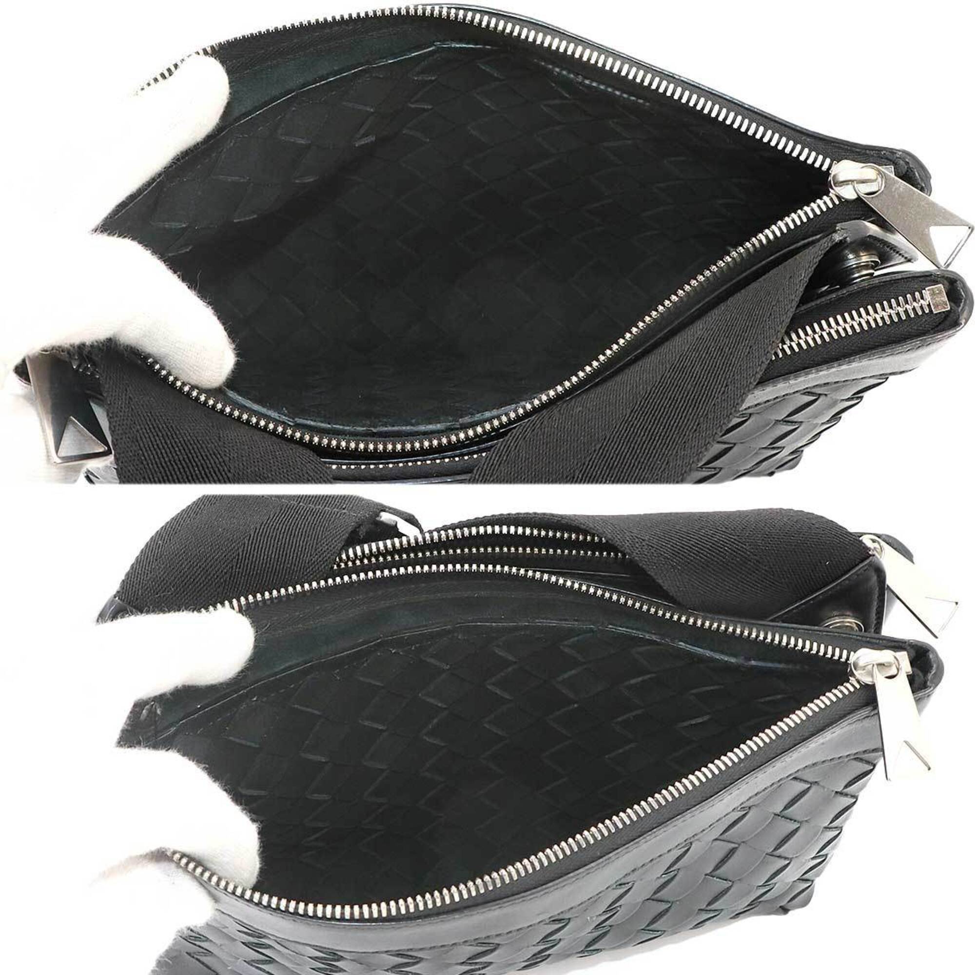 Bottega Veneta Black Intrecciato Leather Handbag Shoulder Bag (Pre-Owned)