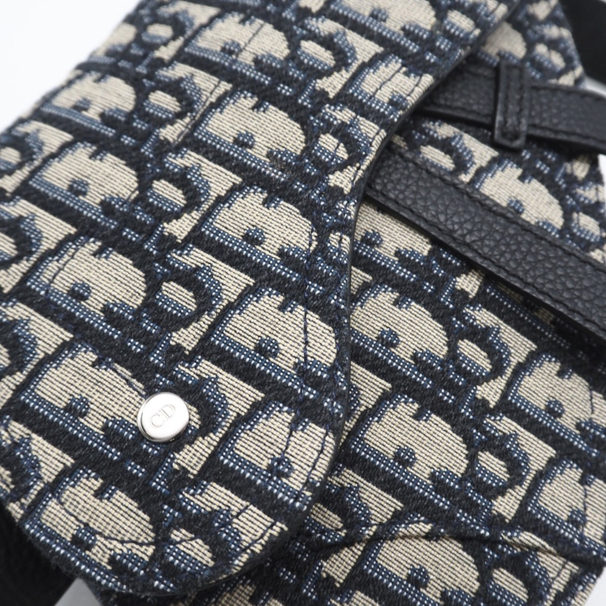 Christian Dior Gray Navy Cotton Shoulder Bag (Pre-Owned)