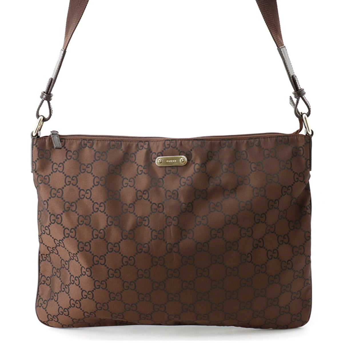 Gucci Brown Nylon Handbag Shoulder Bag (Pre-Owned)