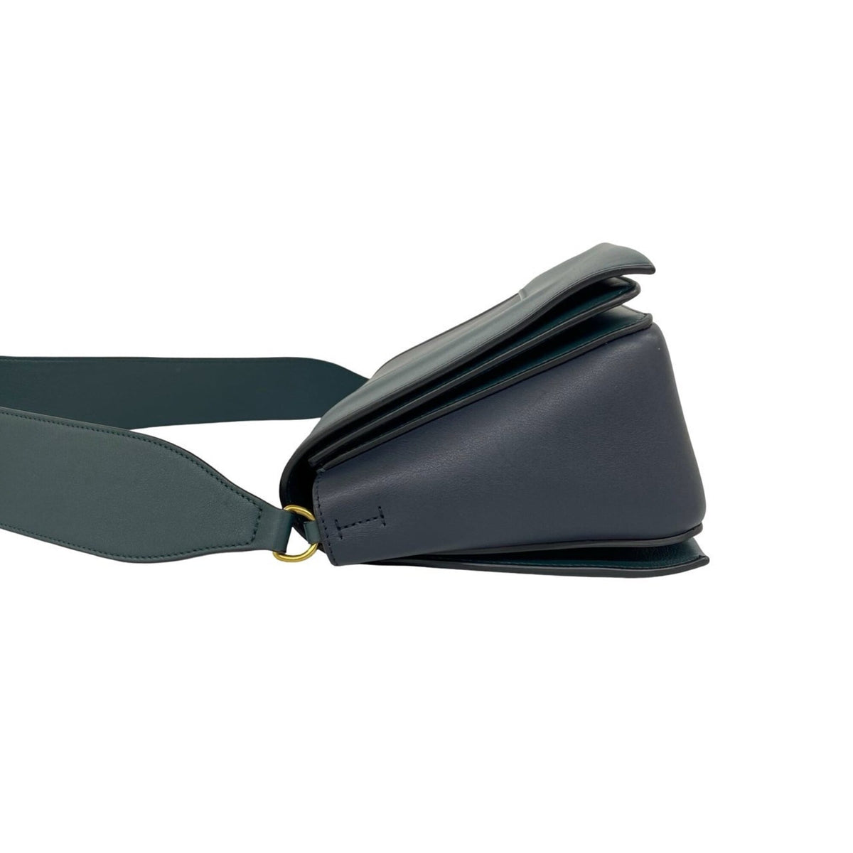 Celine Green Navy Leather Pochette Shoulder Bag (Pre-Owned)