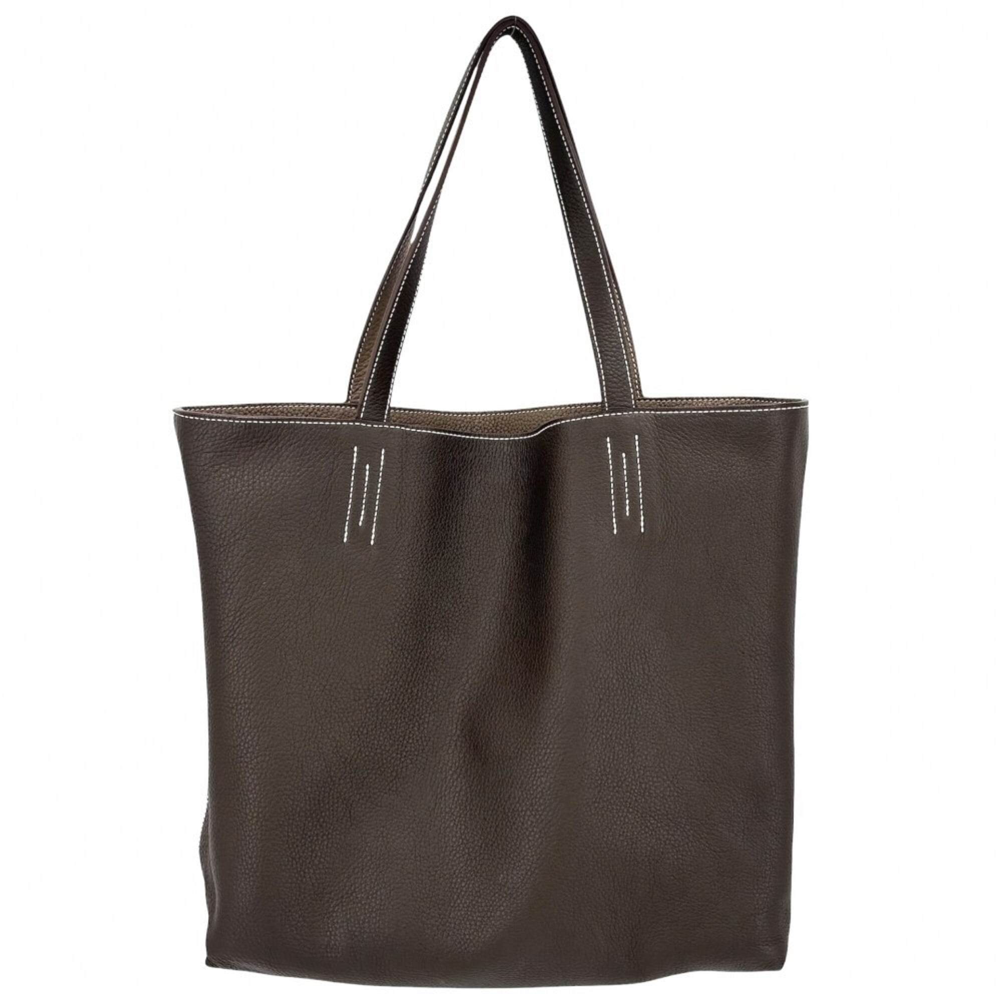 Hermes Brown Leather Handbag Tote Bag (Pre-Owned)