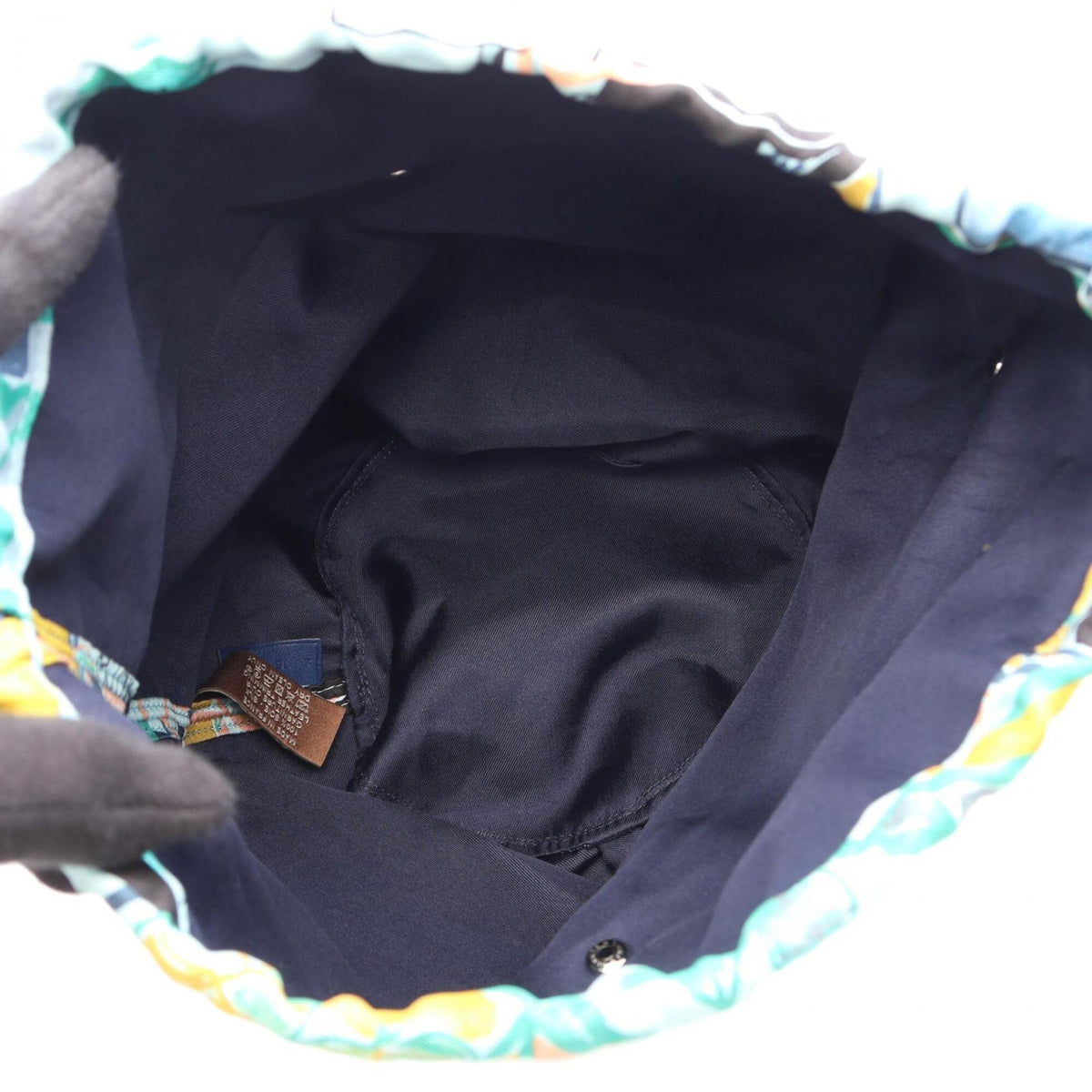 Hermes Blue Multi-Color Silk Epsom Leather Handbag Pouch (Pre-Owned)