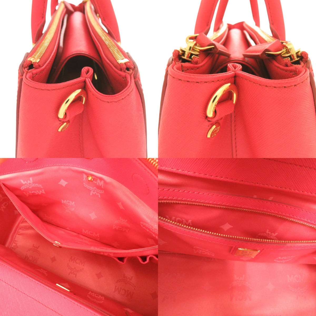 Mcm Red Color Leather Handbag (Pre-Owned)