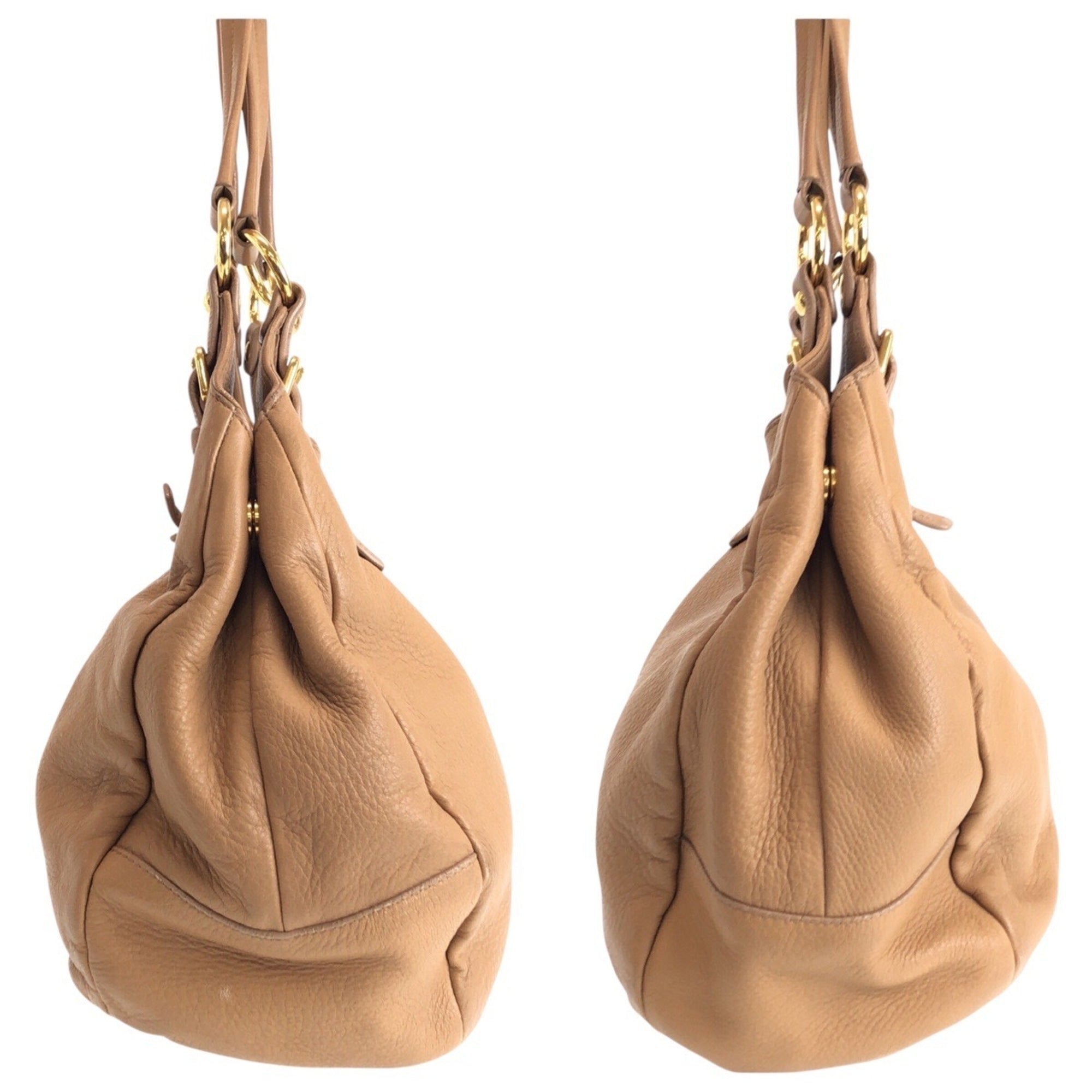 Prada Beige Leather Shoulder Bag (Pre-Owned)