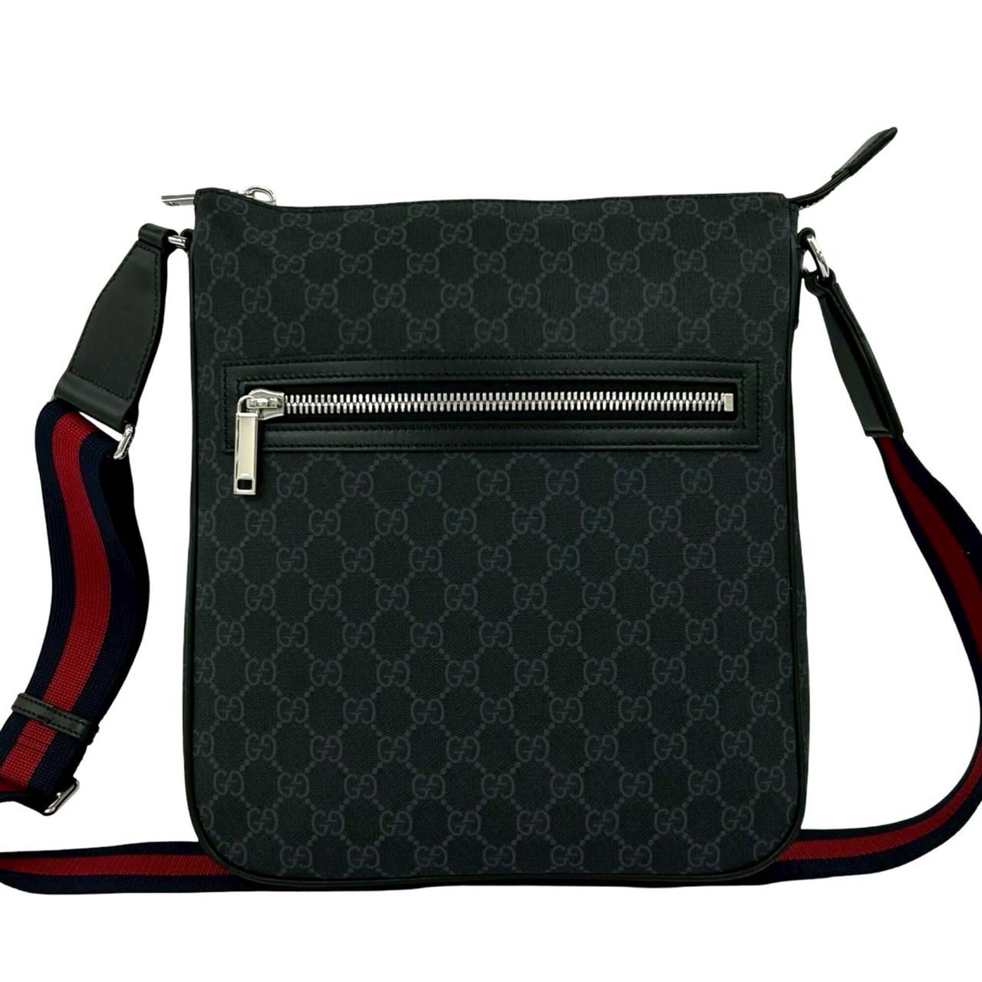Gucci Black Navy Red Color Leather Pvc Shoulder Bag Tote Bag (Pre-Owned)