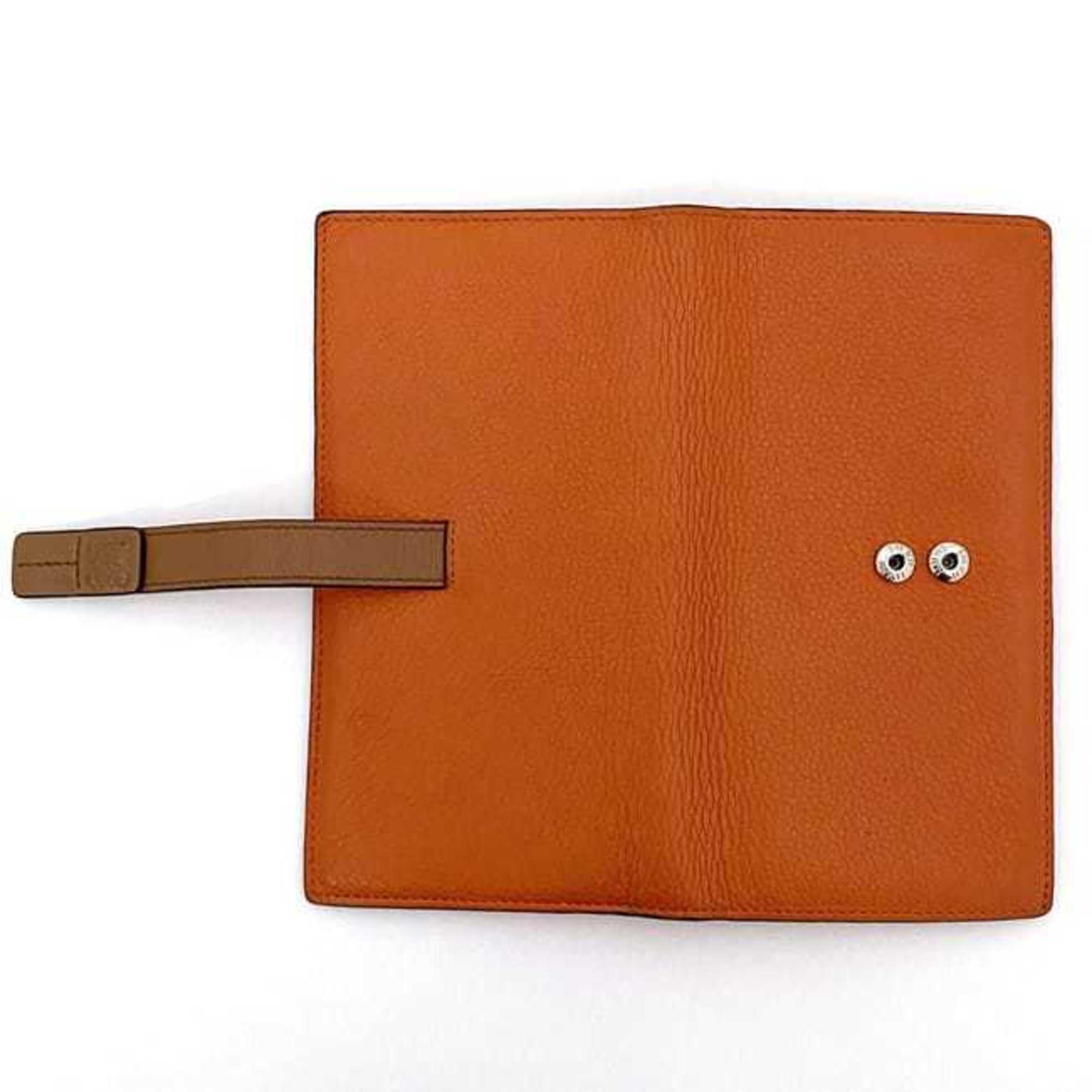 Loewe Brown Orange Leather Long Wallet (Bi-Fold) (Pre-Owned)