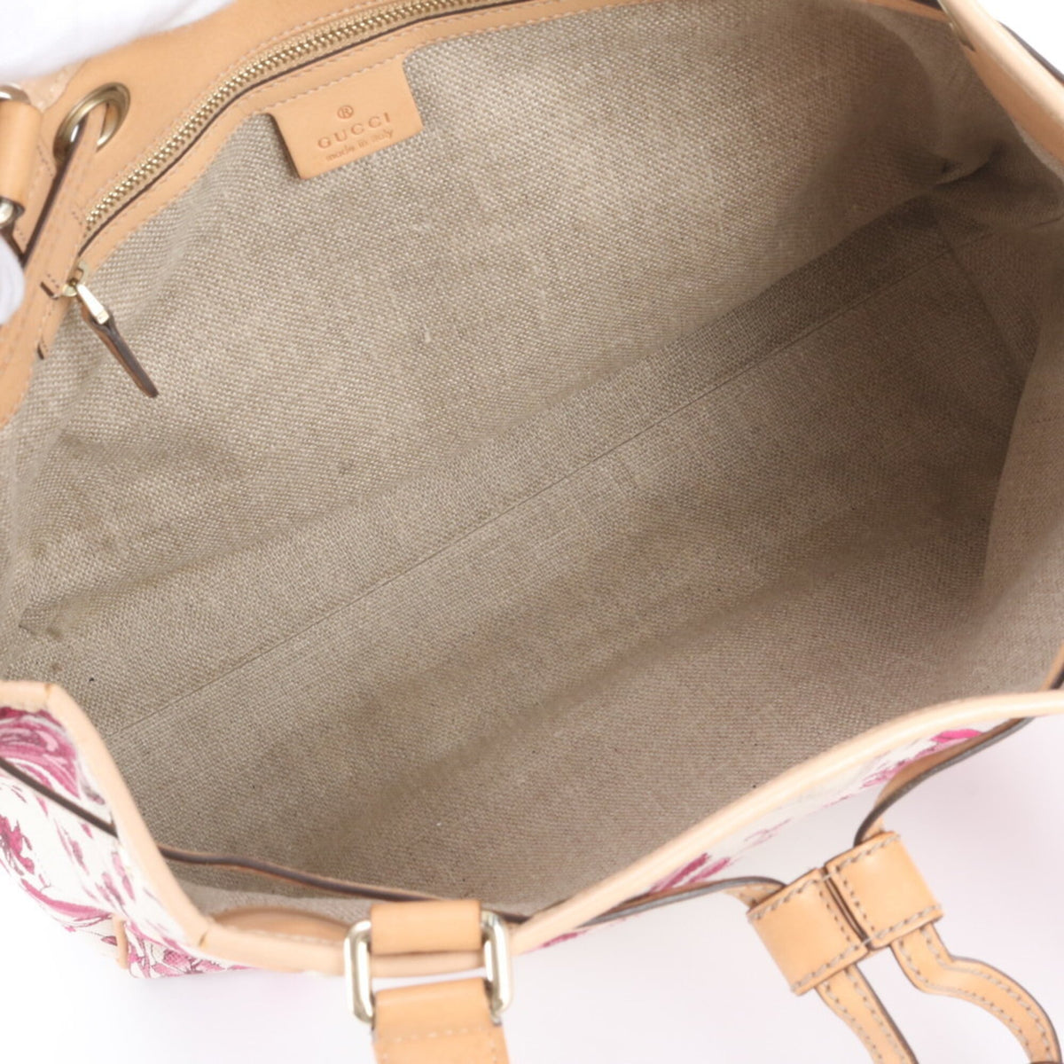 Gucci Brown Pink White Leather Handbag Shoulder Bag Tote Bag (Pre-Owned)