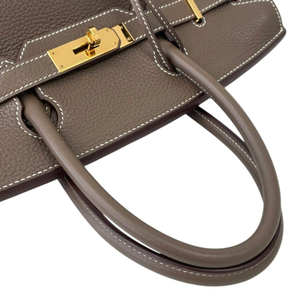 Hermes Birkin Etoupe Gray Grayish Taurillon Clemence Leather Handbag (Pre-Owned)