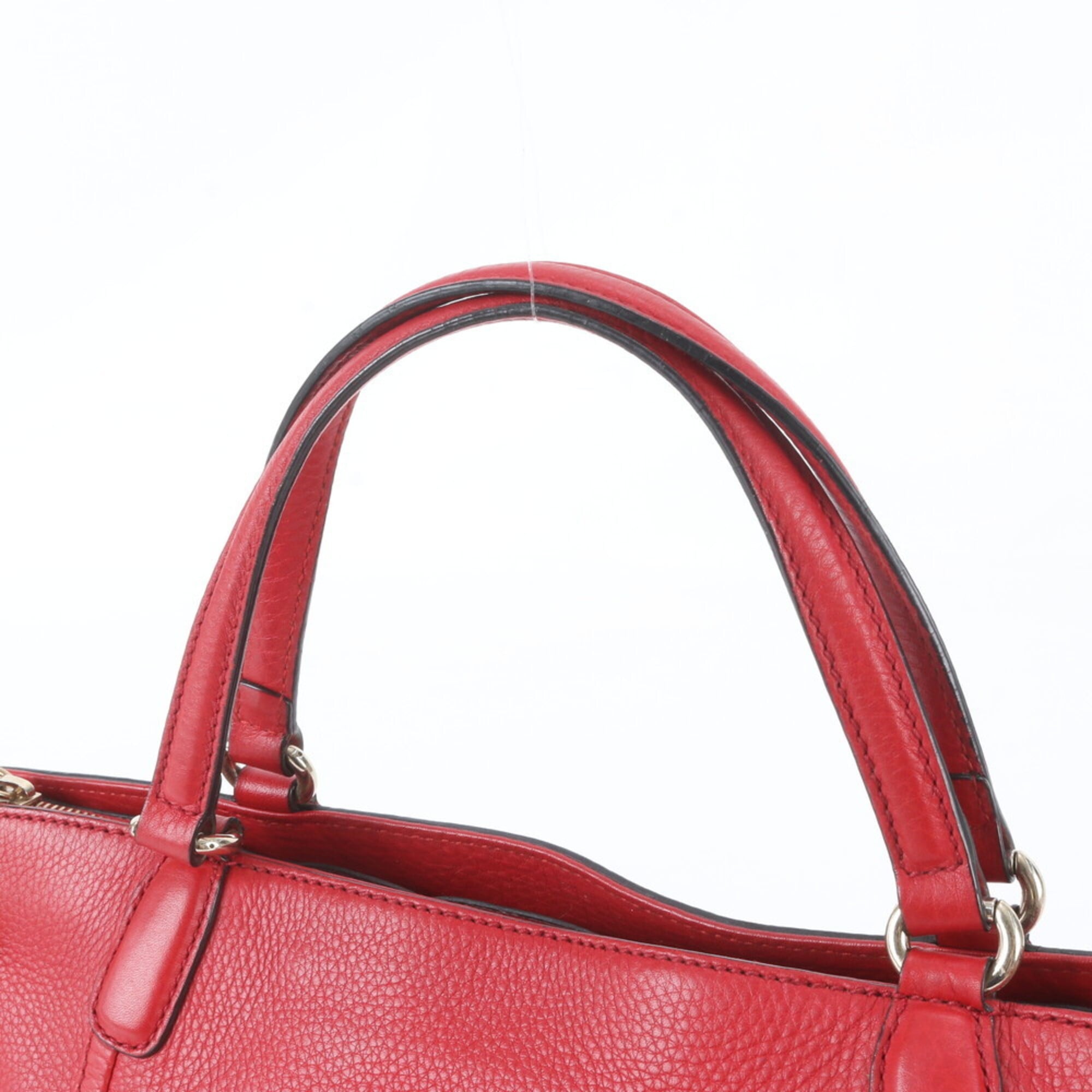 Gucci Red Color Leather Handbag Shoulder Bag Tote Bag (Pre-Owned)