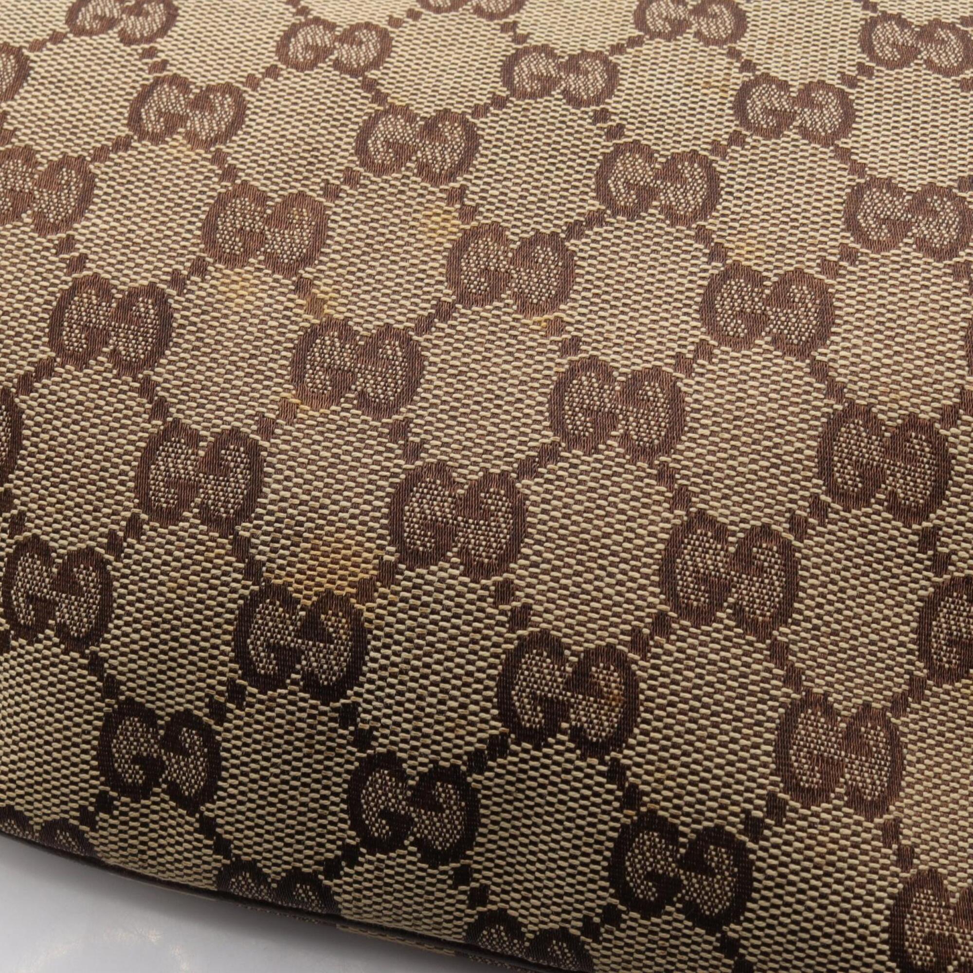 Gucci Beige Brown Canvas Leather Handbag Shoulder Bag (Pre-Owned)