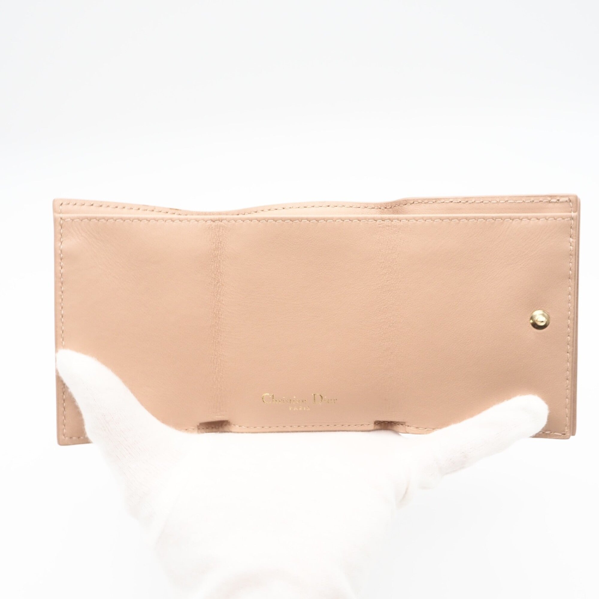 Christian Dior Beige Leather Wallet (Tri-Fold) (Pre-Owned)
