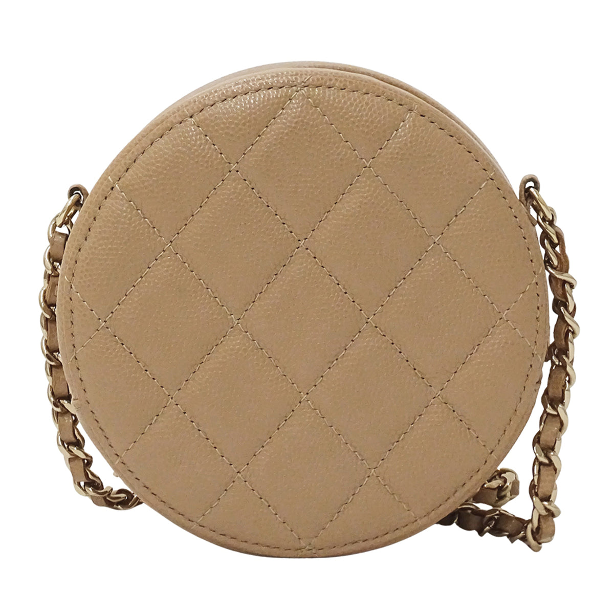 Chanel Beige Grained Calfskin Handbag Shoulder Bag (Pre-Owned)