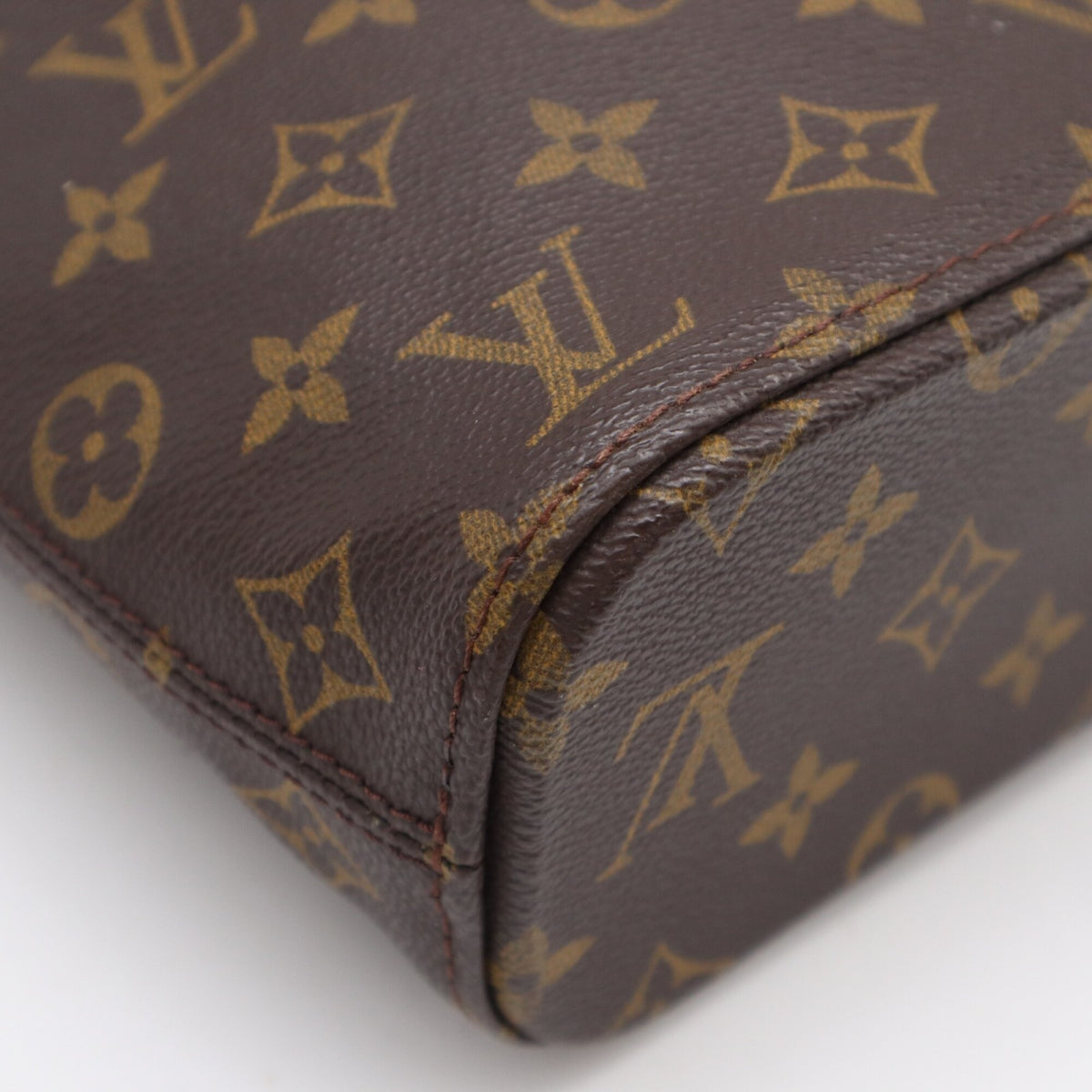 Louis Vuitton Beige Brown Coated Canvas Leather Handbag (Pre-Owned)