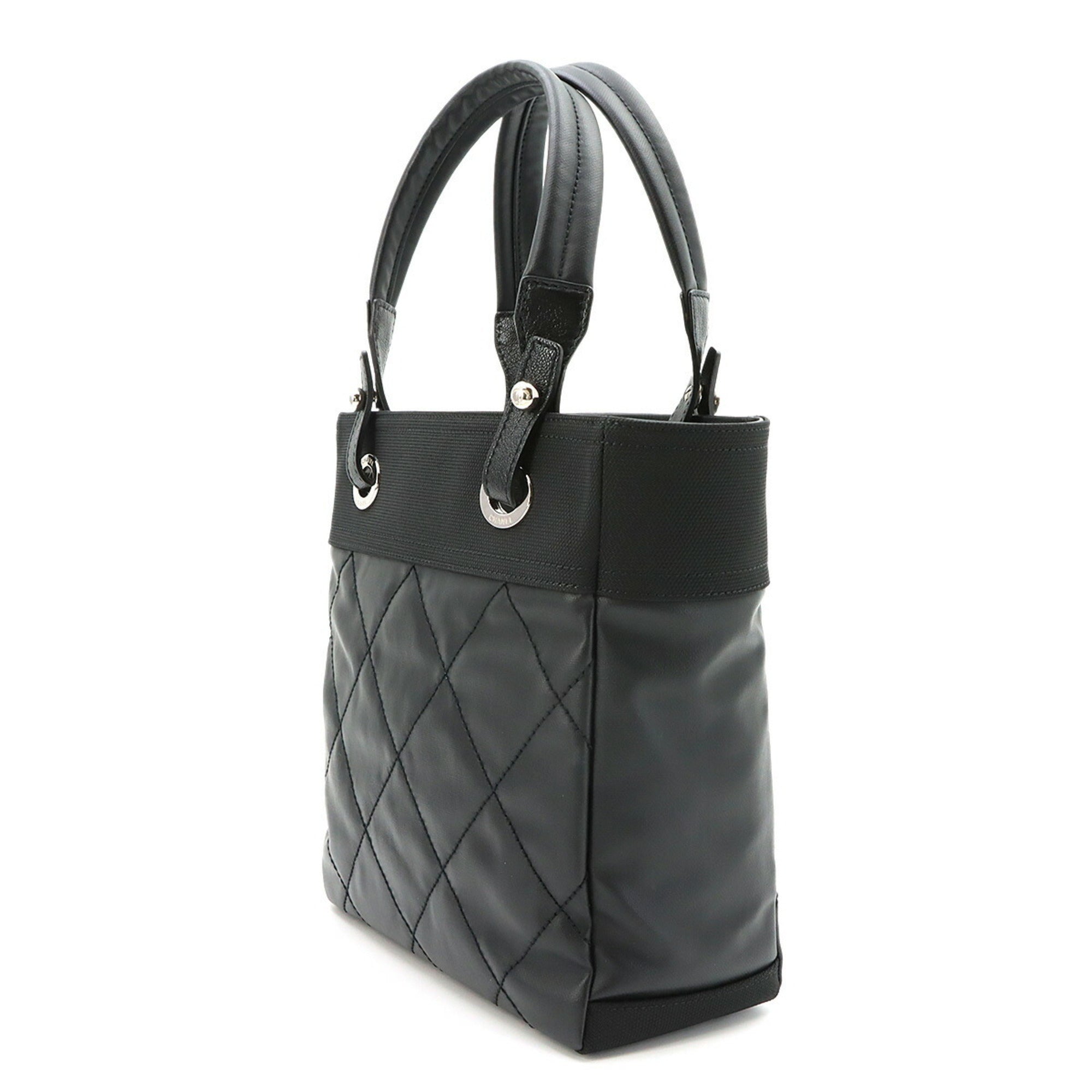 Chanel Black Nylon Pvc Leather Handbag Tote Bag (Pre-Owned)