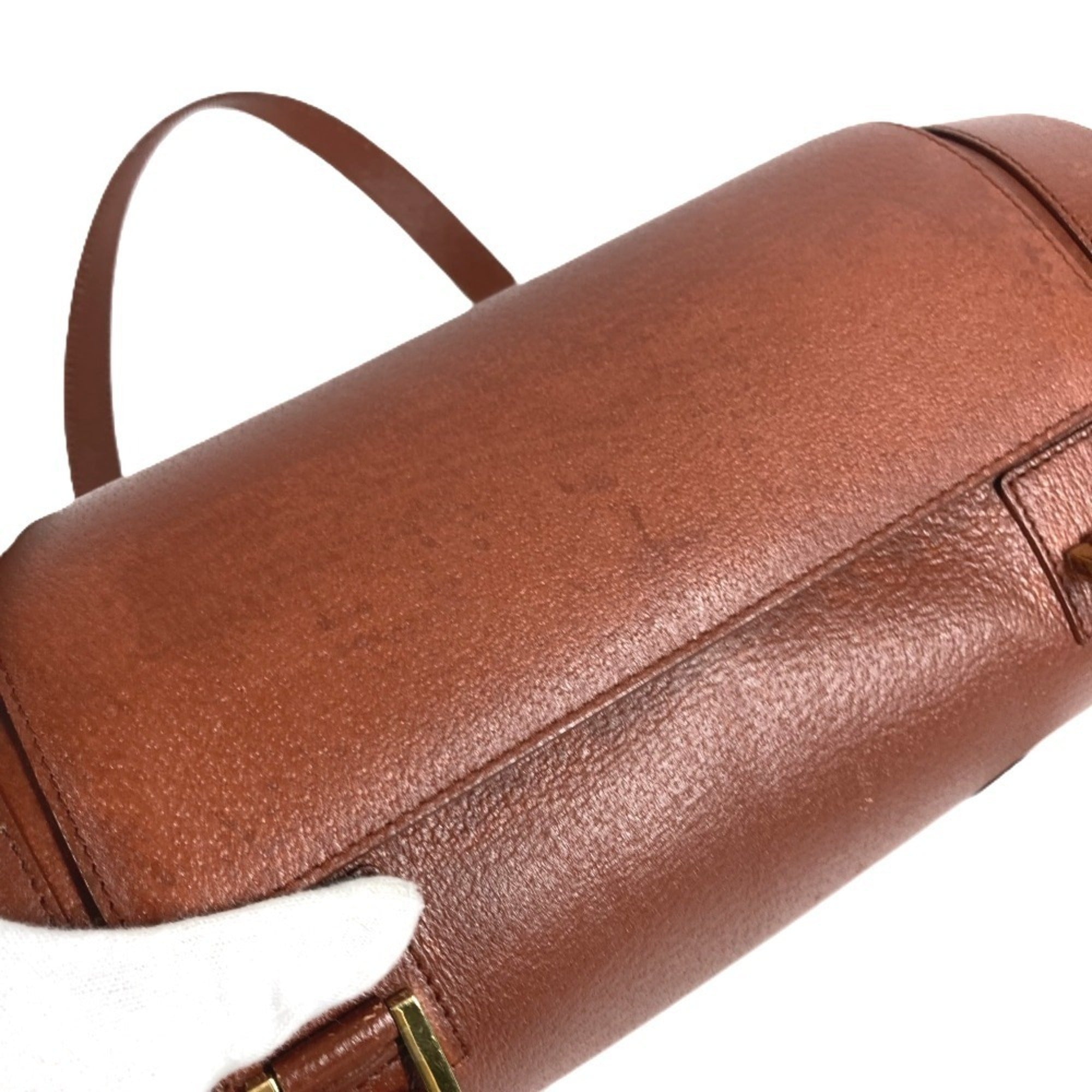 Bvlgari Brown Leather Handbag Shoulder Bag (Pre-Owned)
