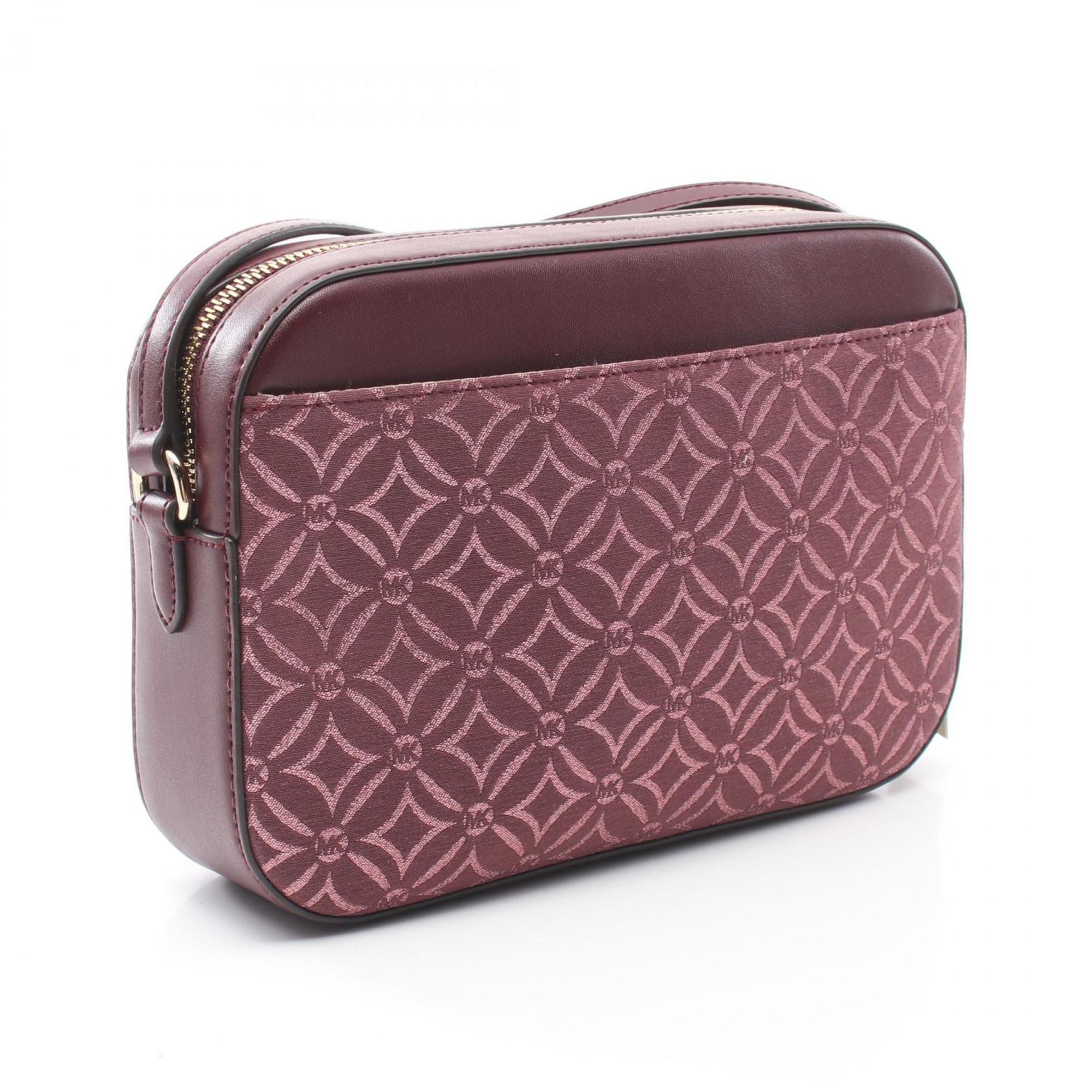 Michael Kors Bordeaux Leather Jacquard Shoulder Bag Sling Bag (Pre-Owned)