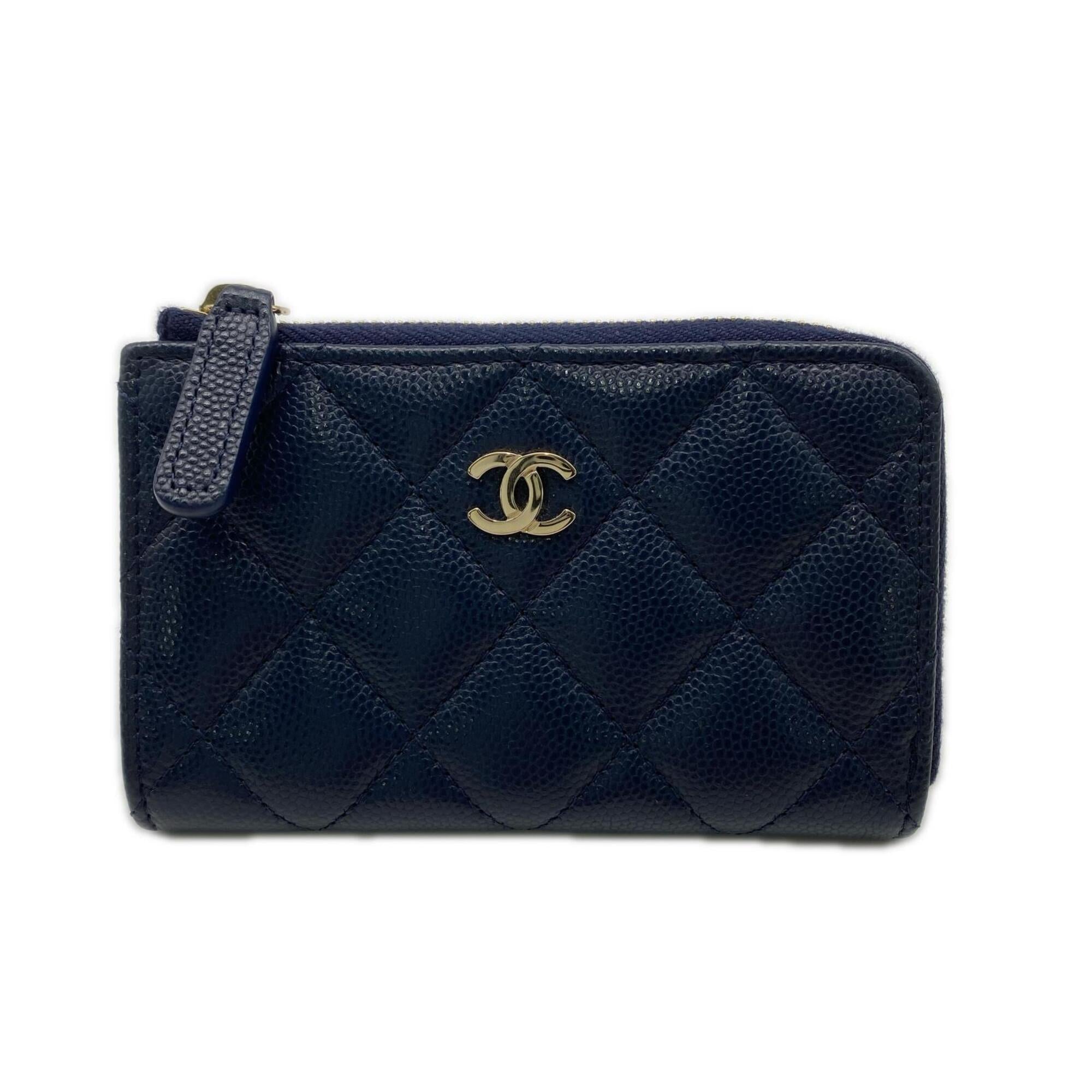 Chanel Matelasse Navy Grained Calfskin Coin Purse/Coin Case (Pre-Owned)