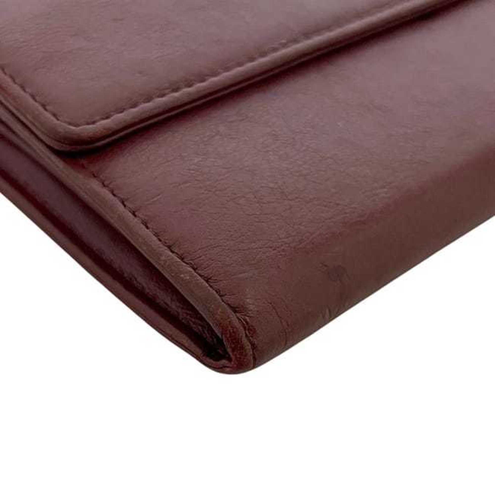 Chanel Bordeaux Leather Long Wallet (Bi-Fold) (Pre-Owned)