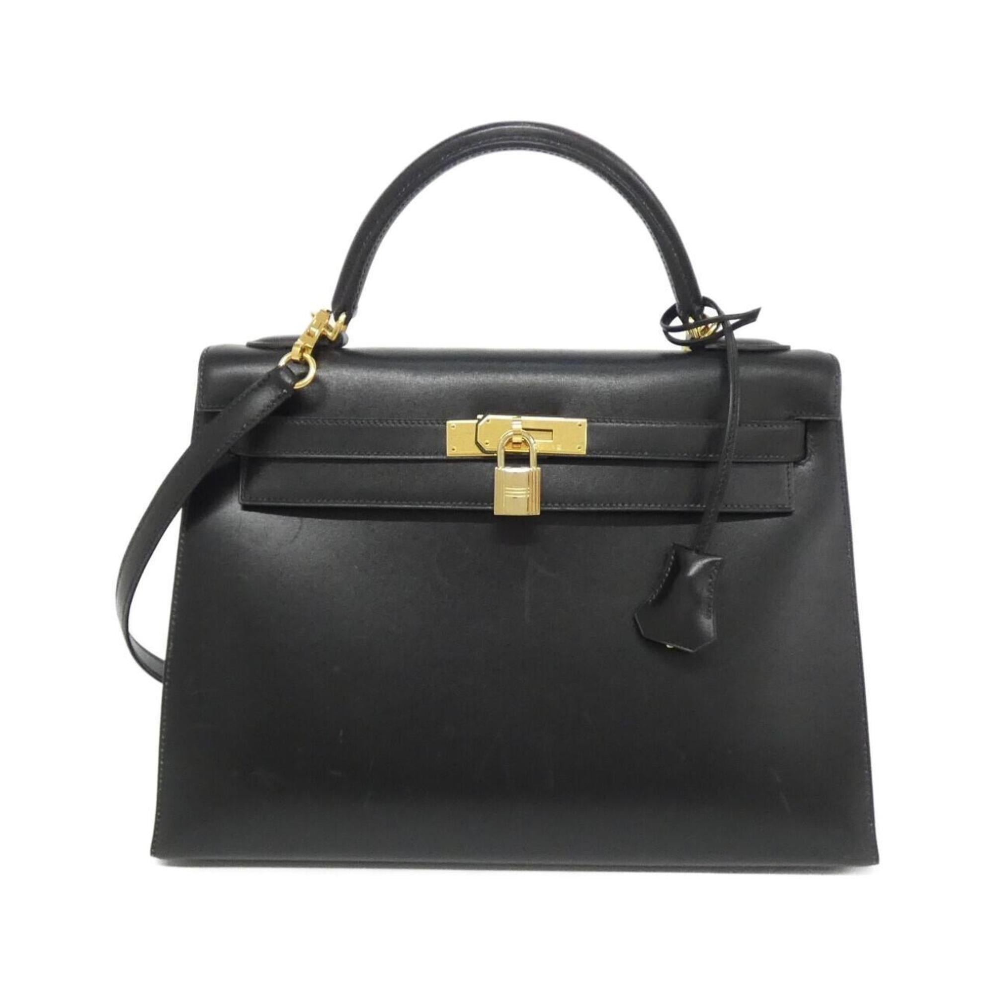 Hermes Black Box Calf Leather Handbag (Pre-Owned)