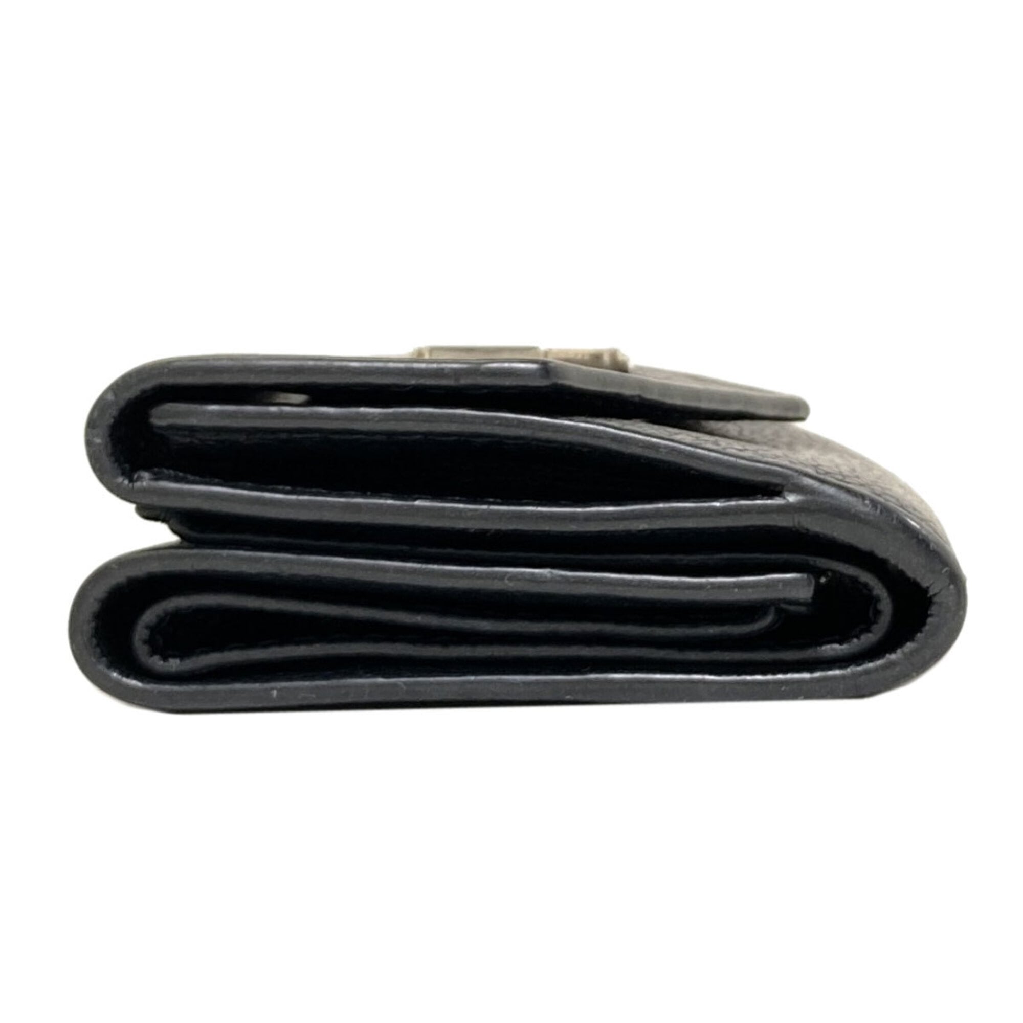 Louis Vuitton Black Leather Wallet (Tri-Fold) (Pre-Owned)