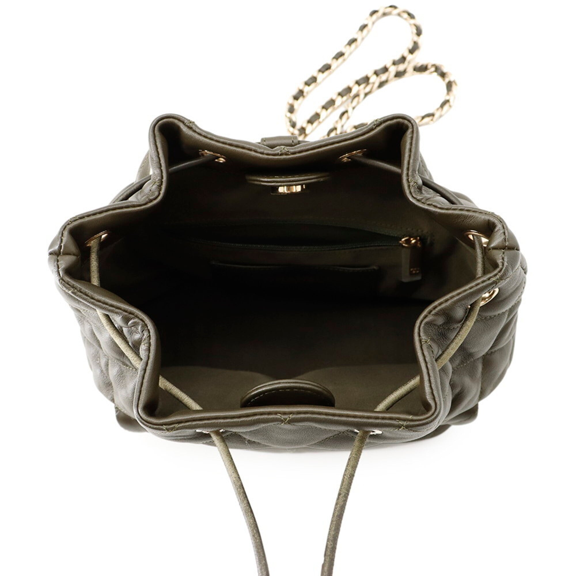 Chanel Matelasse Khaki Leather Handbag (Pre-Owned)