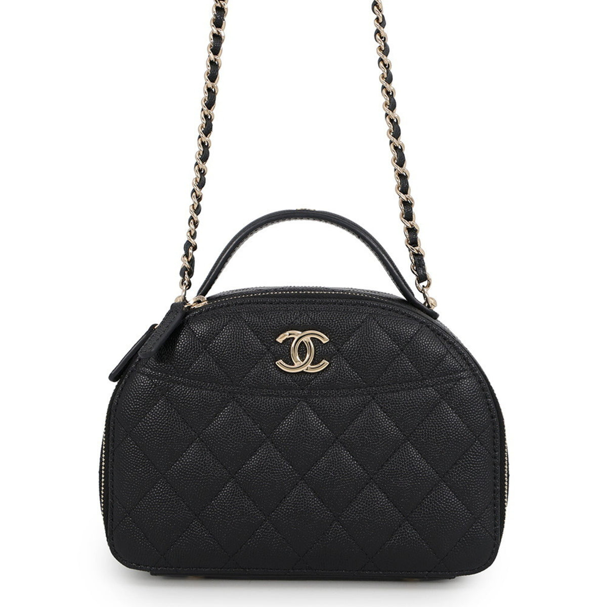 Chanel Matelasse Black Grained Calfskin Handbag Shoulder Bag (Pre-Owned)
