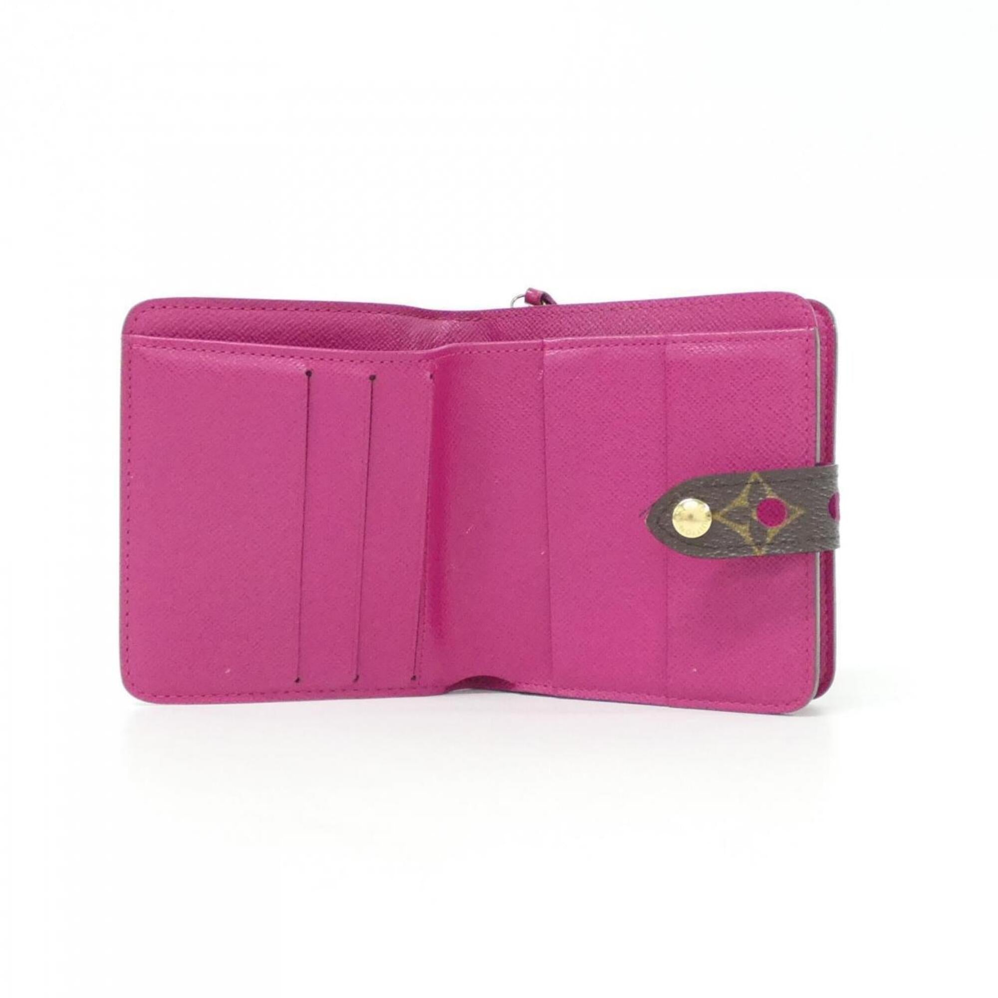Louis Vuitton Fuchsia Marron Coated Canvas Wallet (Bi-Fold) (Pre-Owned)