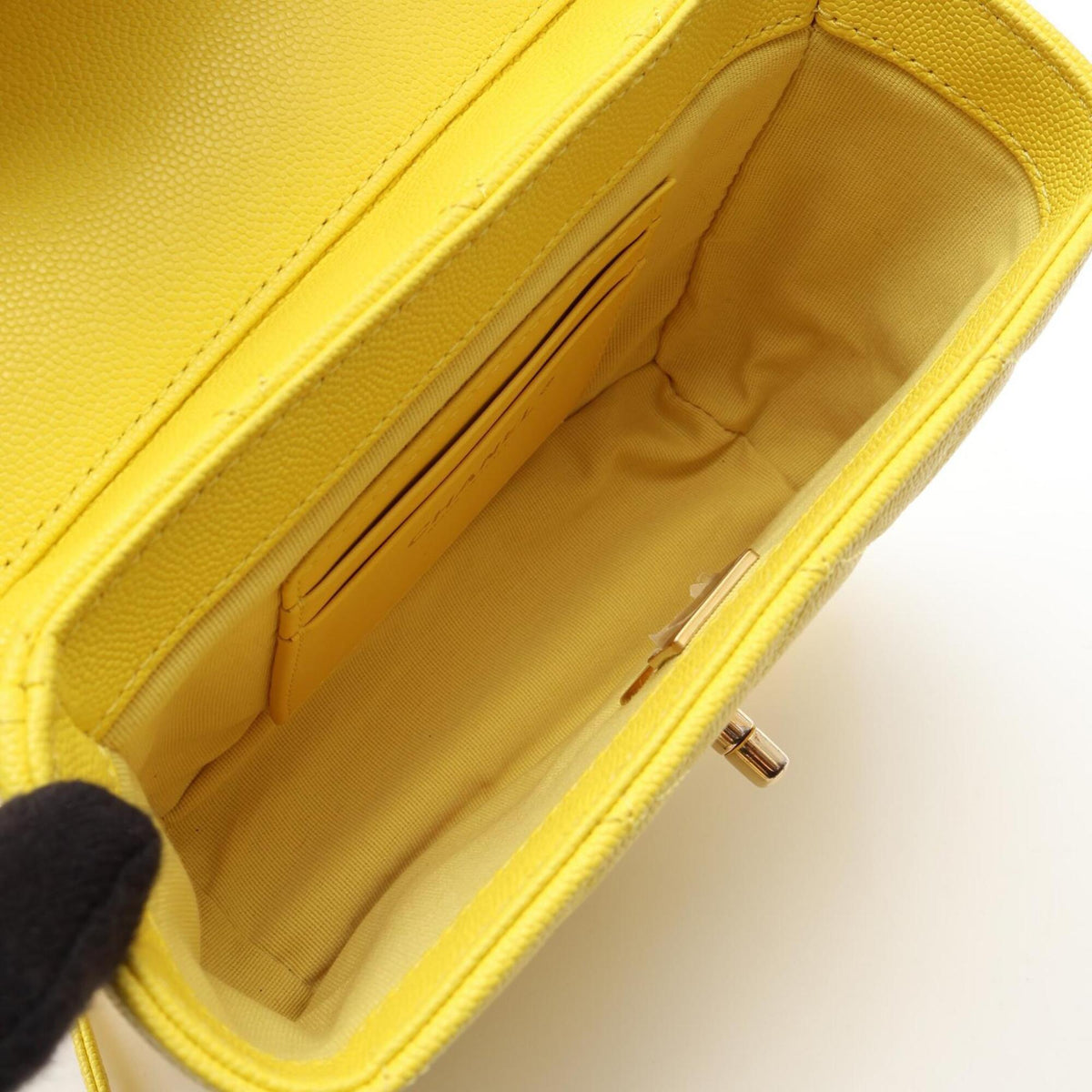 Chanel Yellow Grained Calfskin Handbag Shoulder Bag Vanity Bag (Pre-Owned)