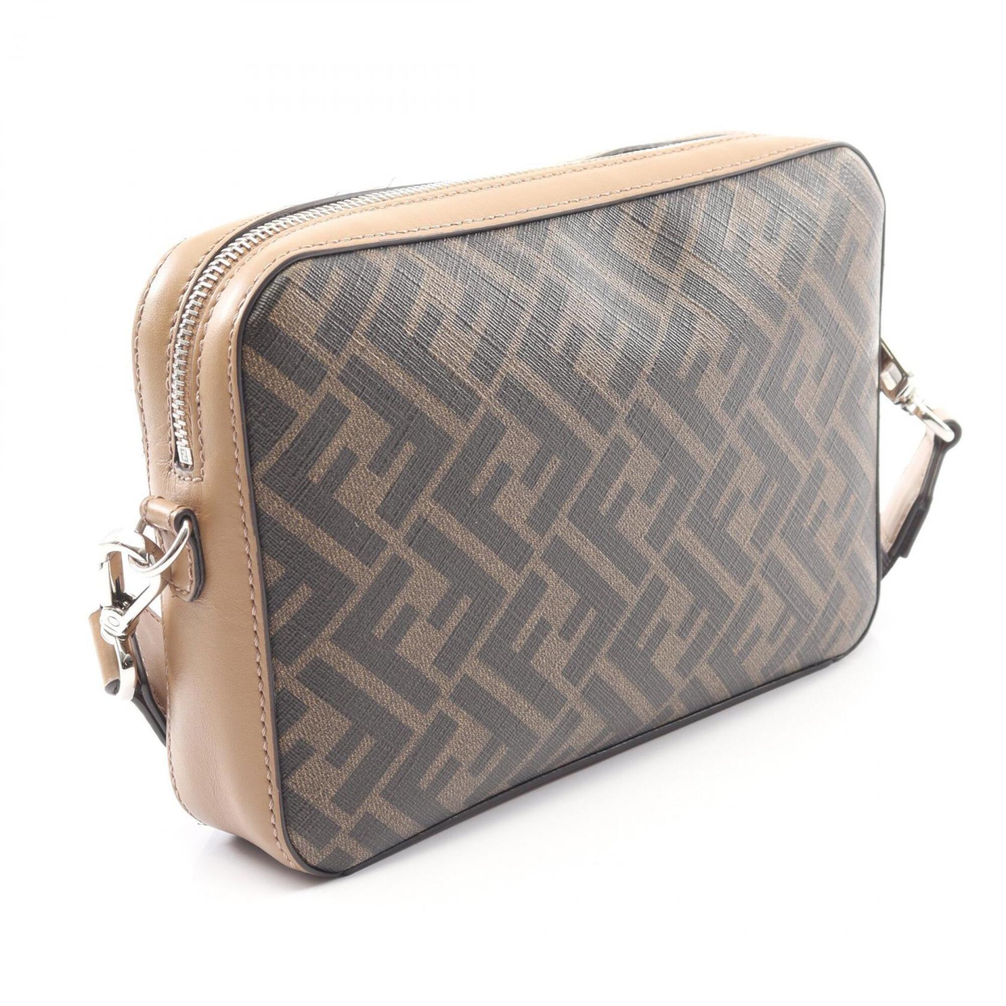 Fendi Black Brown Coated Canvas Leather Handbag Shoulder Bag (Pre-Owned)
