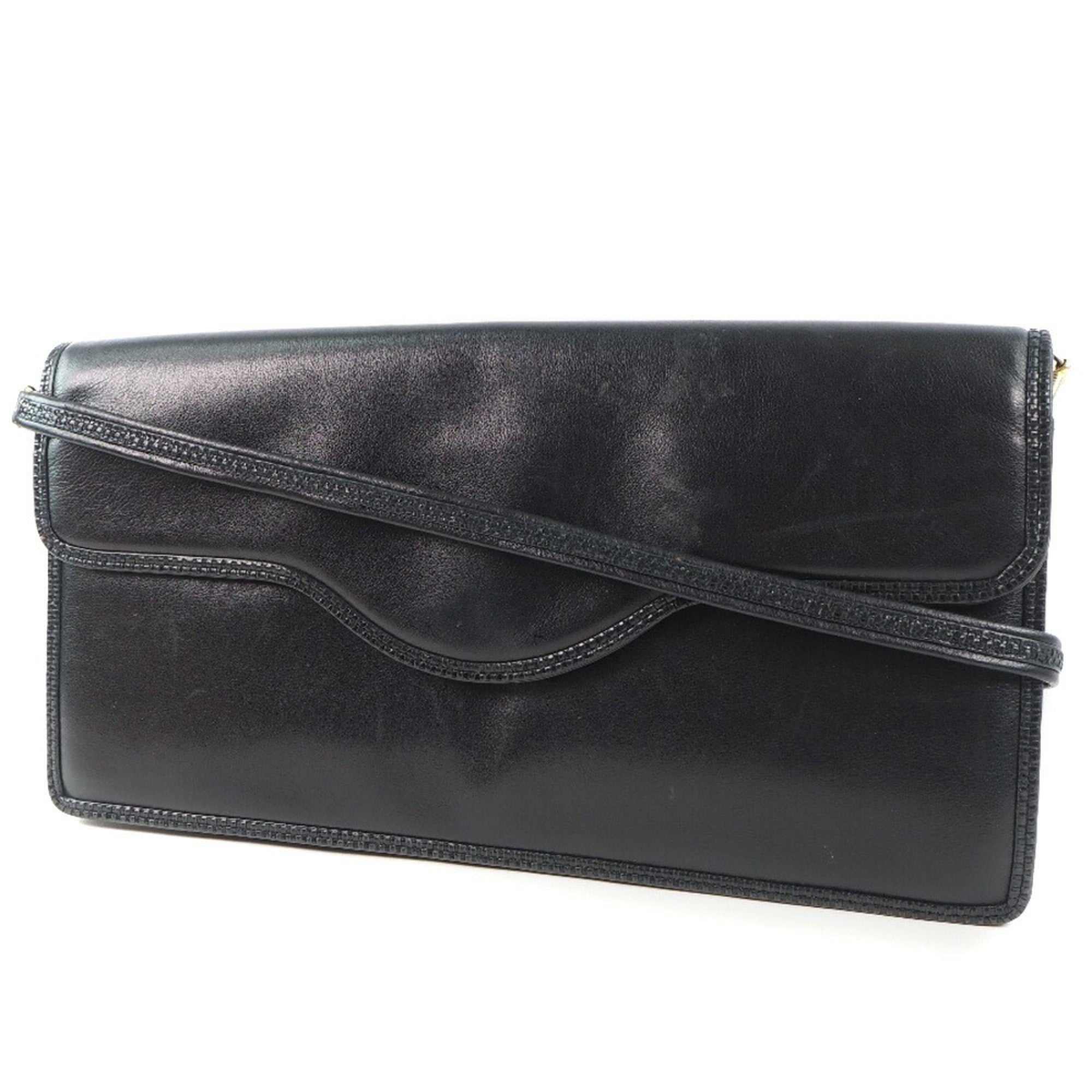 Bally Black Gold Leather Shoulder Bag (Pre-Owned)