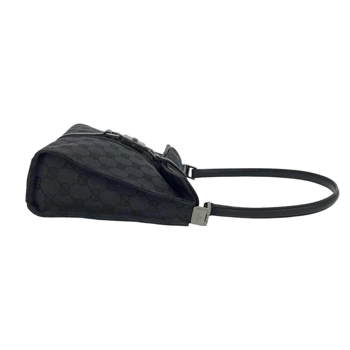 Gucci Black Canvas Leather Handbag Shoulder Bag (Pre-Owned)