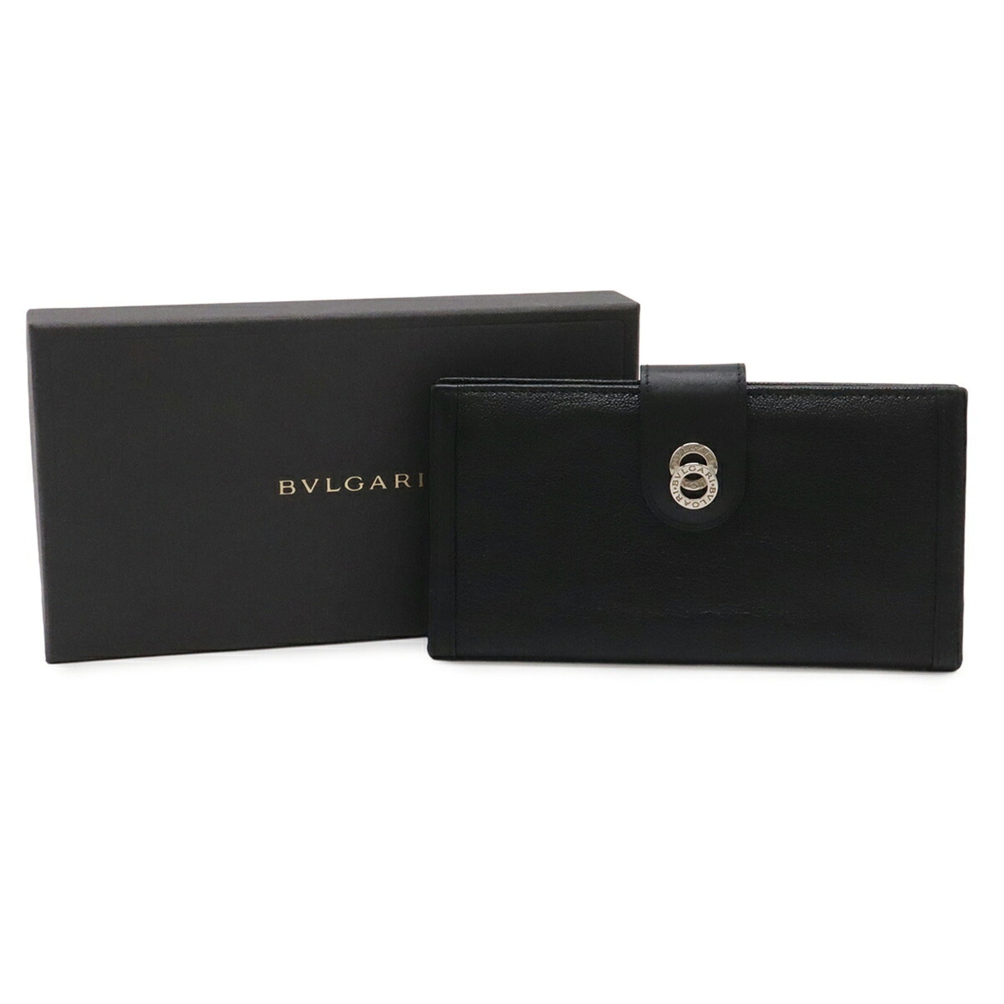 Bvlgari Black Leather Long Wallet (Bi-Fold) (Pre-Owned)