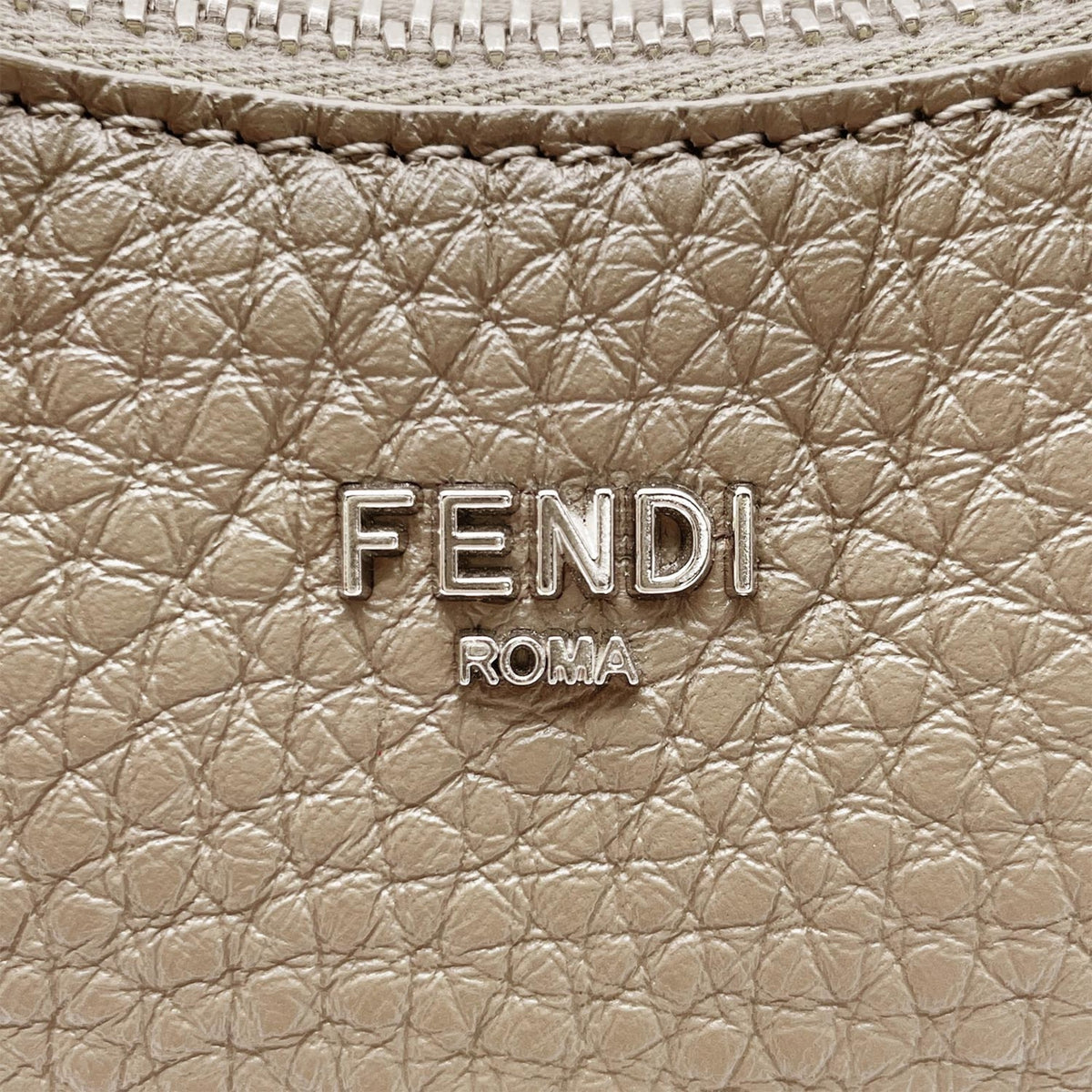 Fendi Beige Gray Leather Handbag (Pre-Owned)