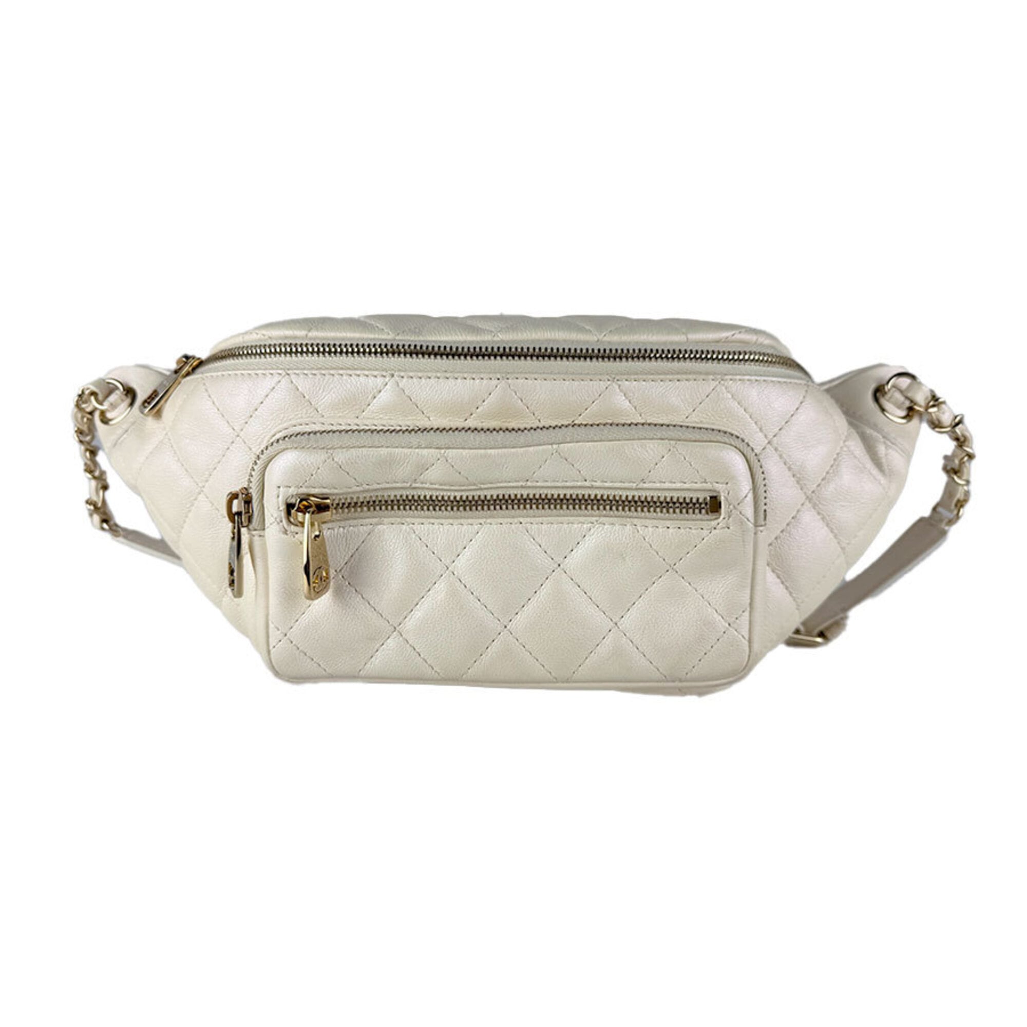 Chanel Ivory Leather Fanny Pack Shoulder Bag (Pre-Owned)