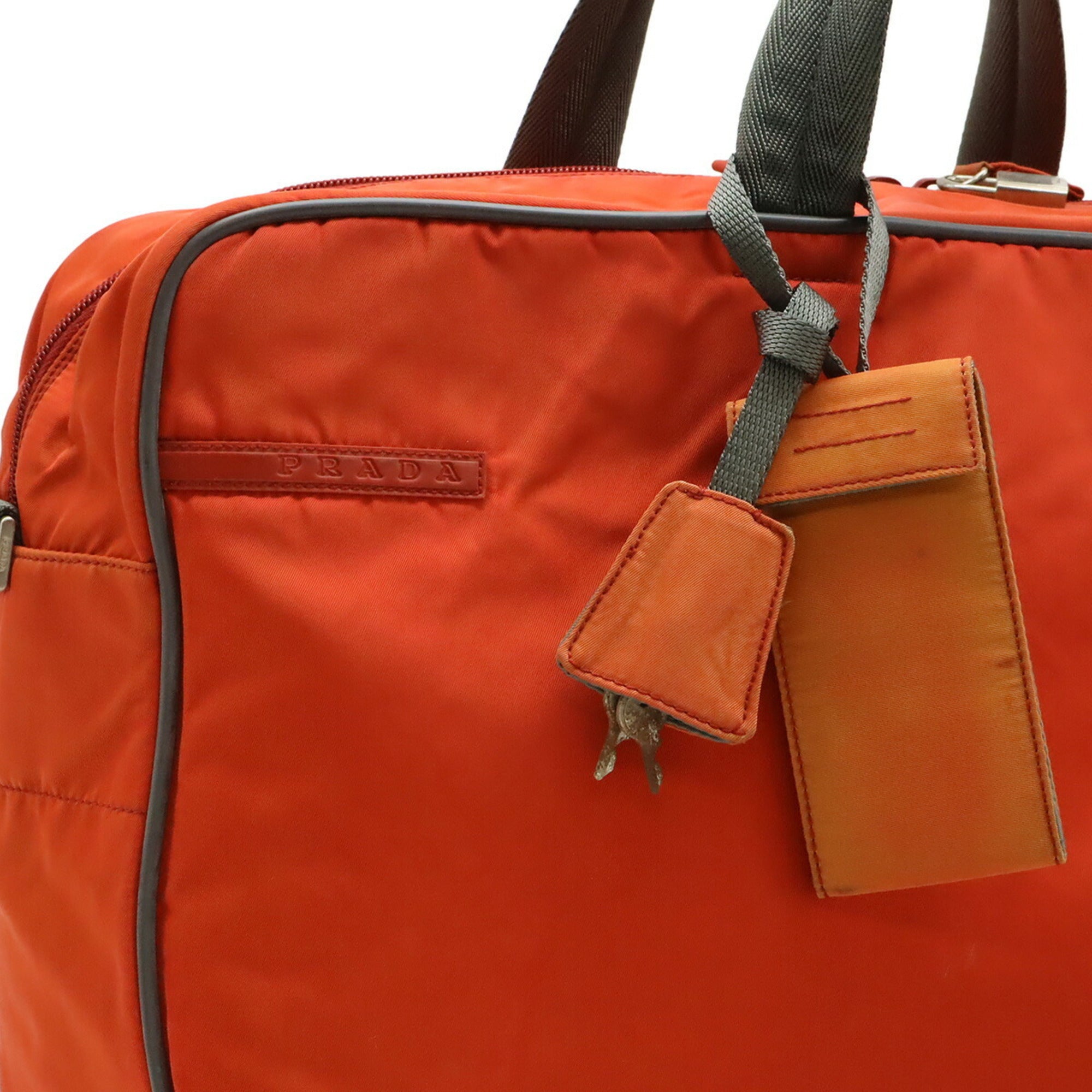 Pradasports Gray Orange Nylon Boston Bag (Pre-Owned)