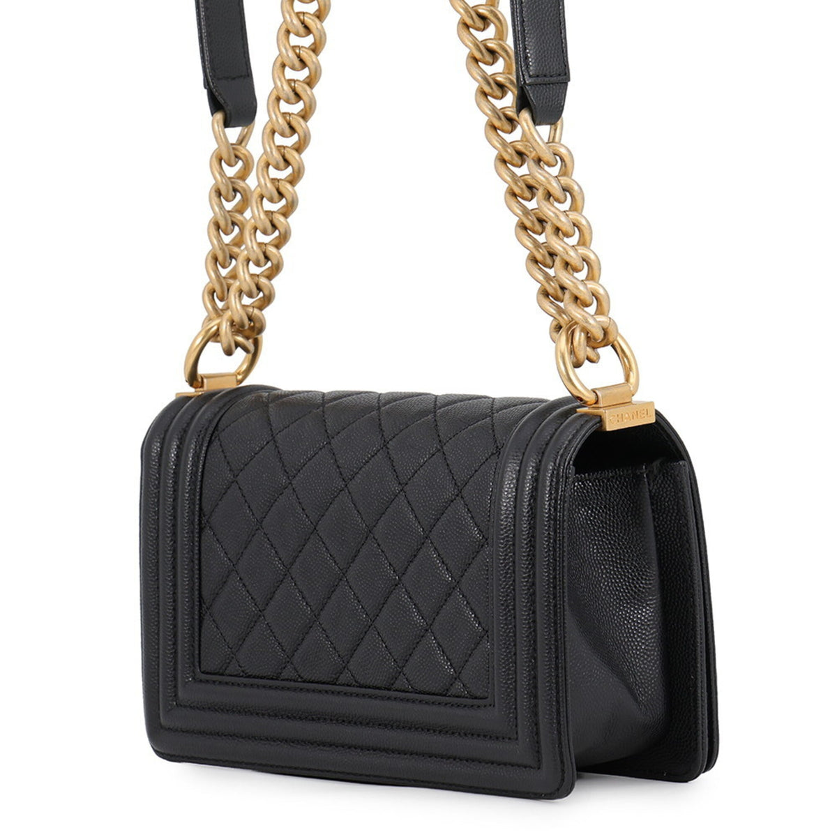Chanel Black Grained Calfskin Handbag Shoulder Bag (Pre-Owned)