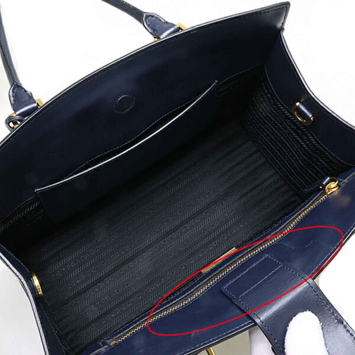 Prada Saffiano Navy Saffiano Handbag (Pre-Owned)