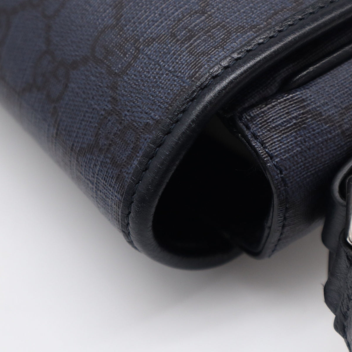 Gucci Ophidia Navy Black Canvas Leather Shoulder Bag (Pre-Owned)
