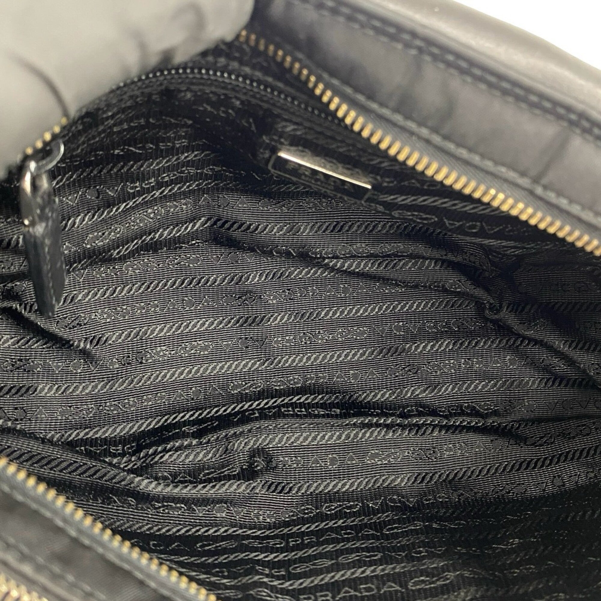 Prada Black Nylon Leather Pochette Shoulder Bag (Pre-Owned)