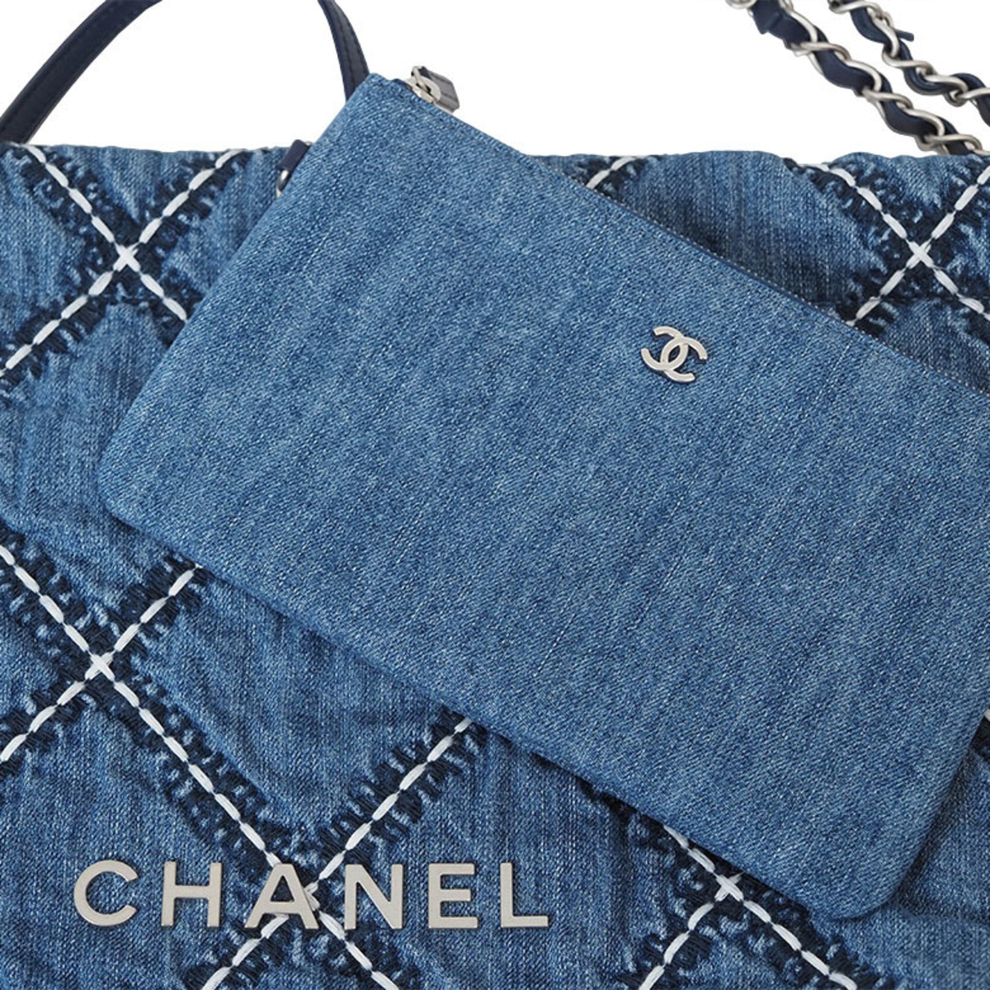 Chanel Blue Cotton Handbag (Pre-Owned)