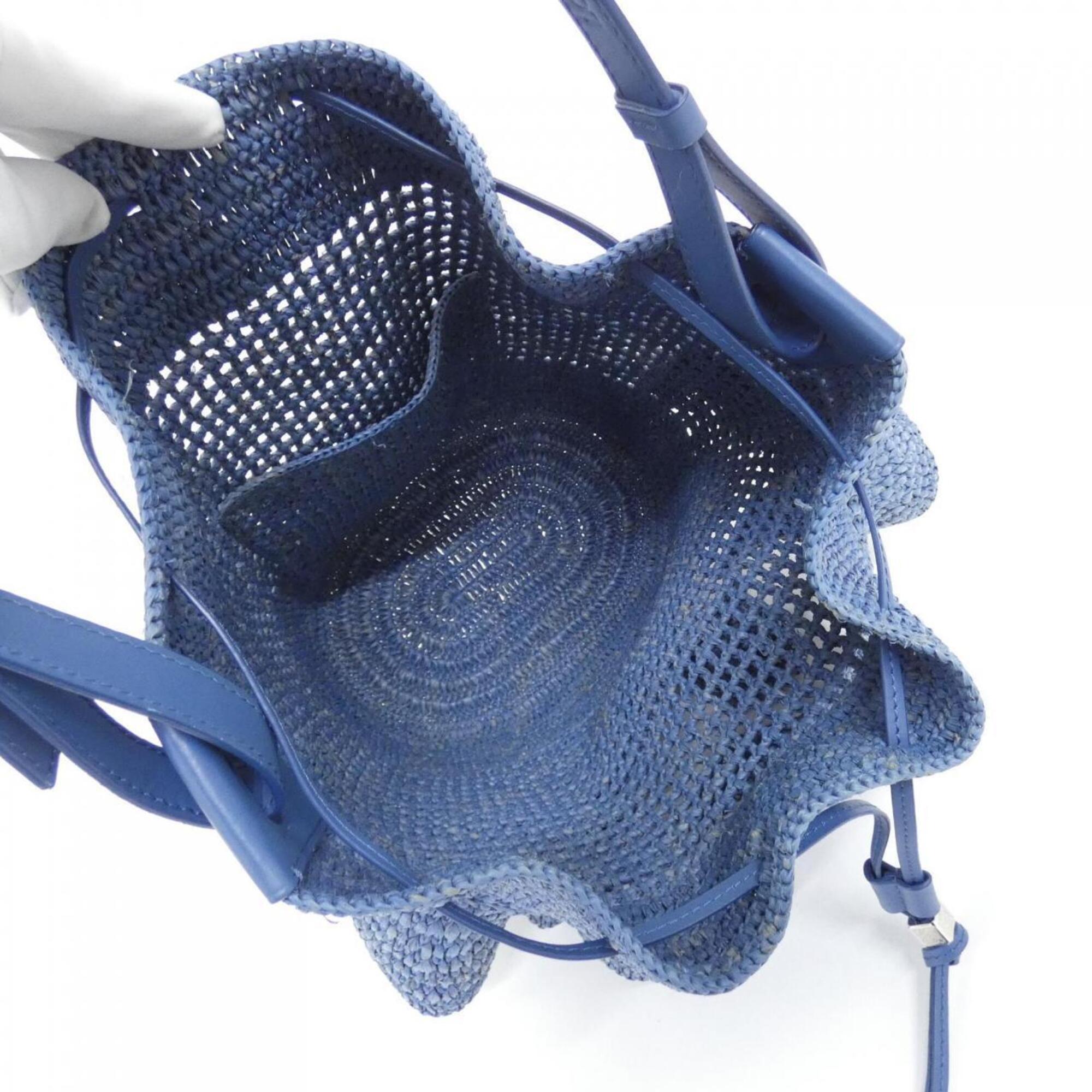 Loewe Blue Raffia Leather Handbag Shoulder Bag (Pre-Owned)
